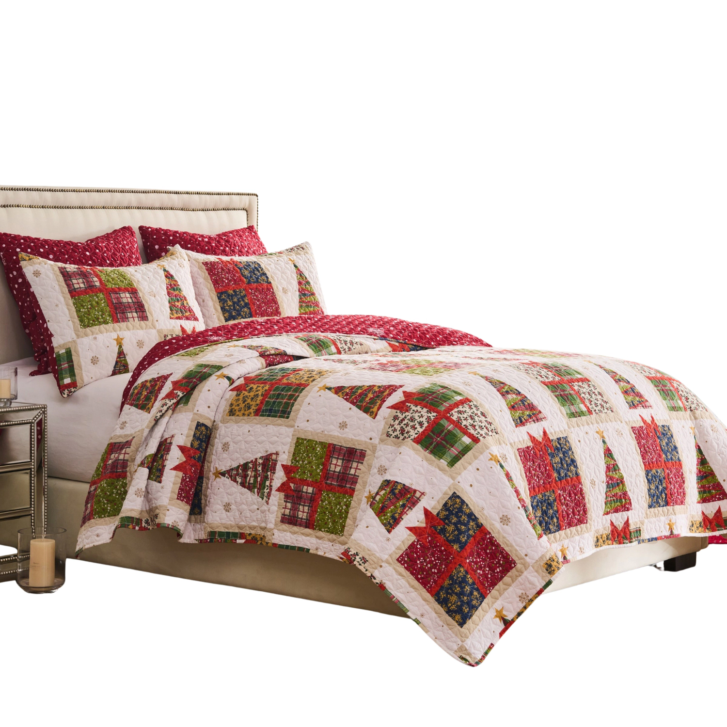 Greenland Home Fashion Deck 100% Cotton & Microfiber Back Polyester Fill Halls Quilt Set 2 Piece
