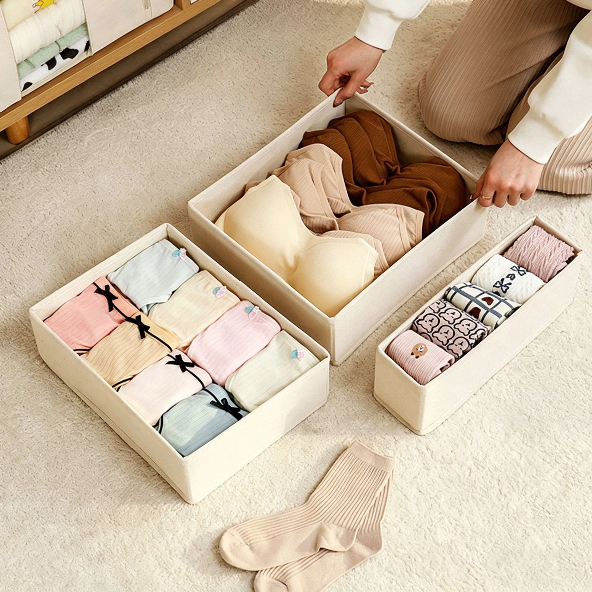 Alilang Unisex Drawer Organizer Storage Box Foldable Closet Bin Fabric Basket for Dresser Shelves