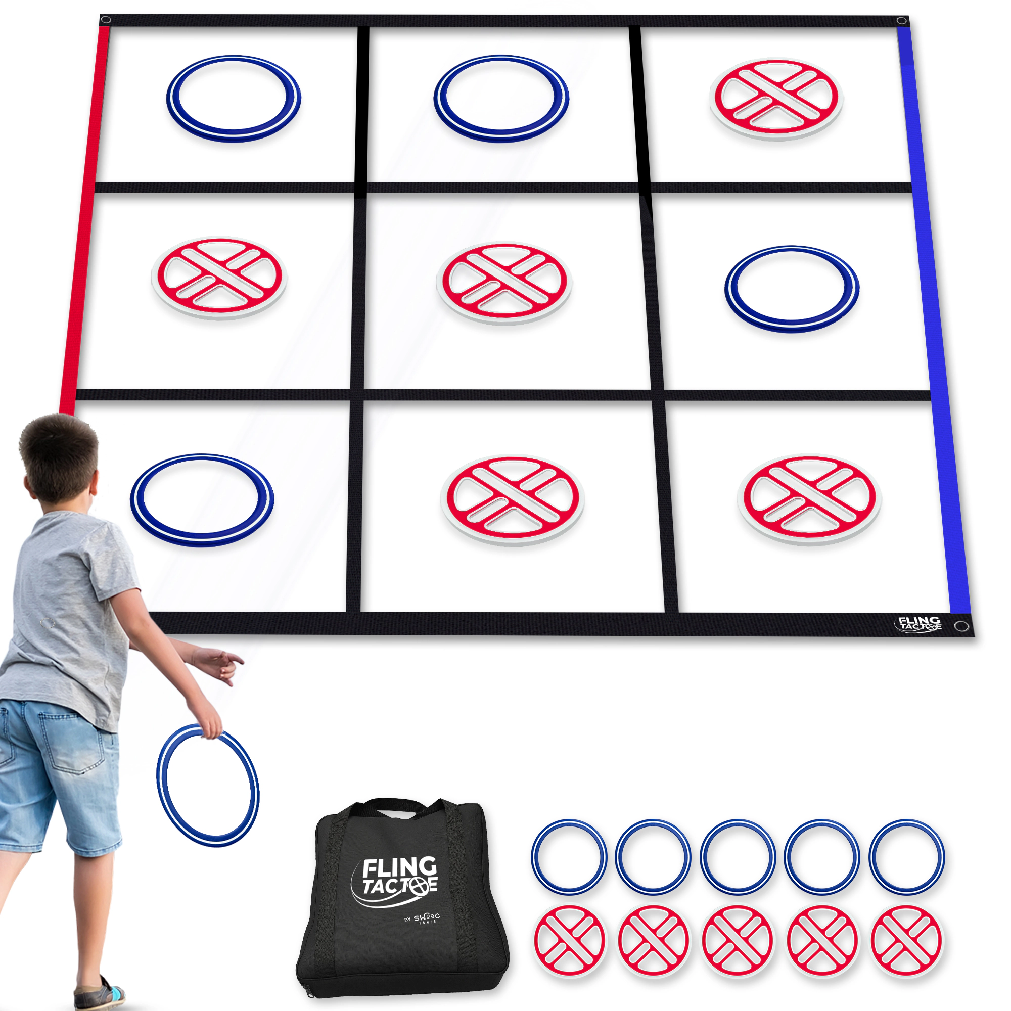 Swooc Games | Fling Tac Toe™ (9ft x 9ft) Giant Tic Tac Toe Game