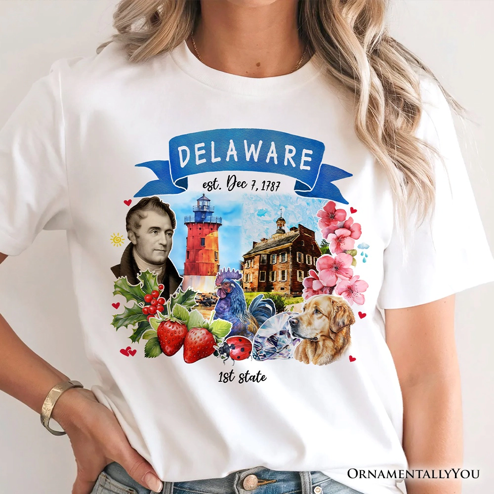 OrnamentallyYou Unisex Artistic Delaware State Themes And Landmarks T-Shirt