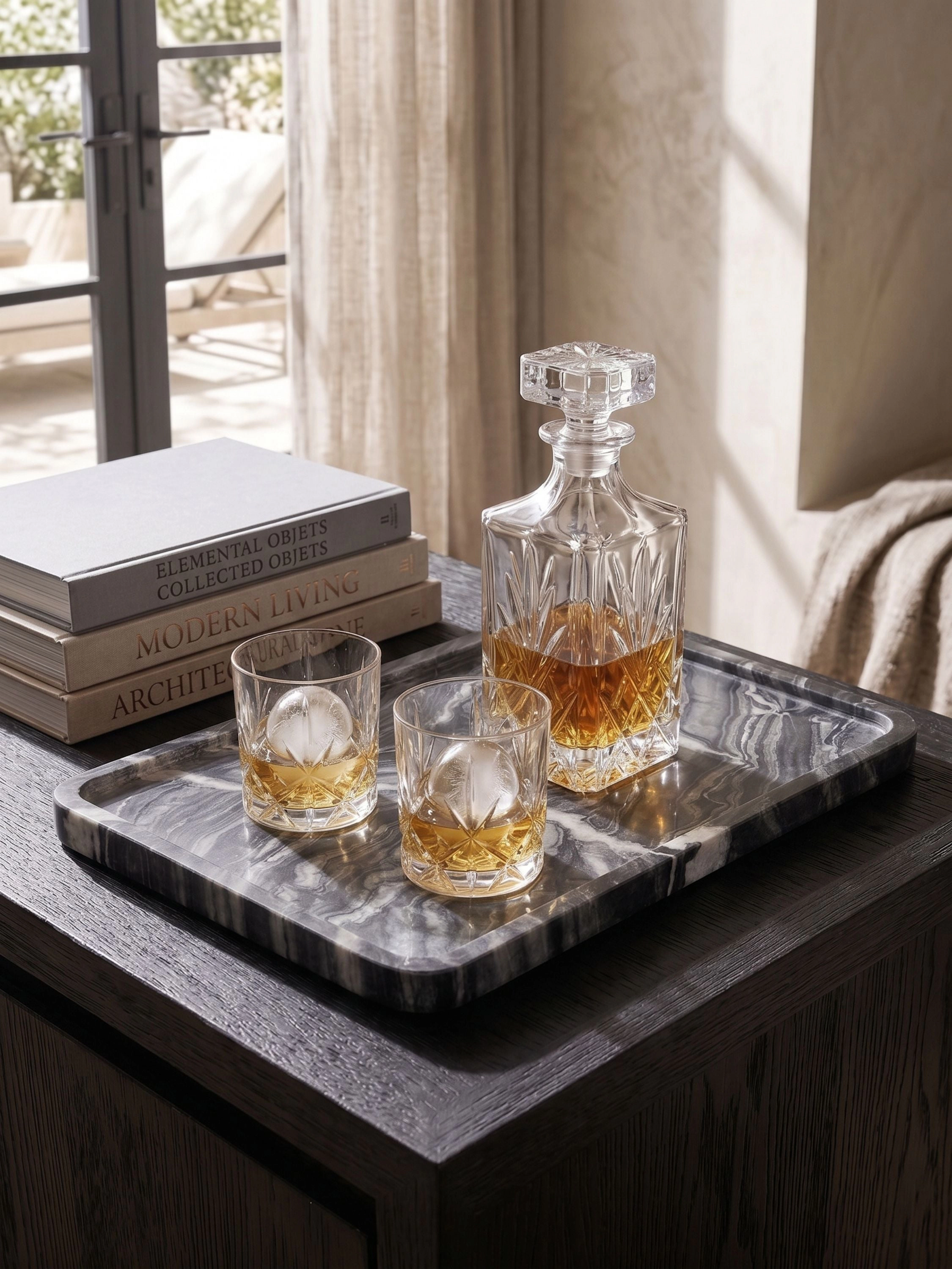 GAURI KOHLI Frontier Black Marble Tray