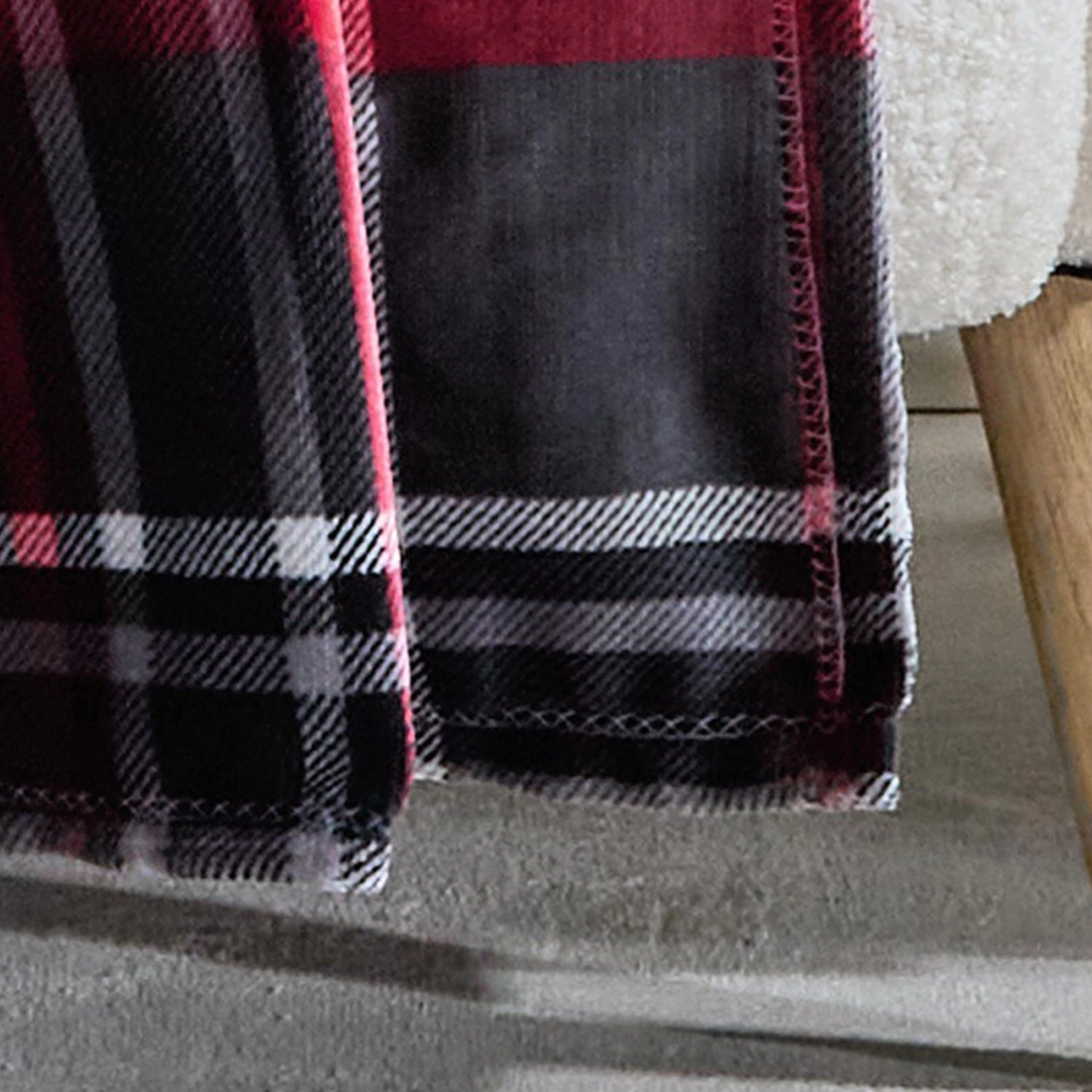 Plazatex Midnight Plaid 100% Polyester Lightweight Reversible Throw Blanket 50" x 60" Red Black