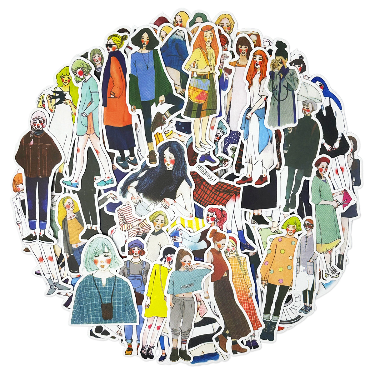 Wrapables Fashion Women People Vinyl Stickers for Scrapbooking, Journaling, Water Bottles, 170pcs, Cosmo Women