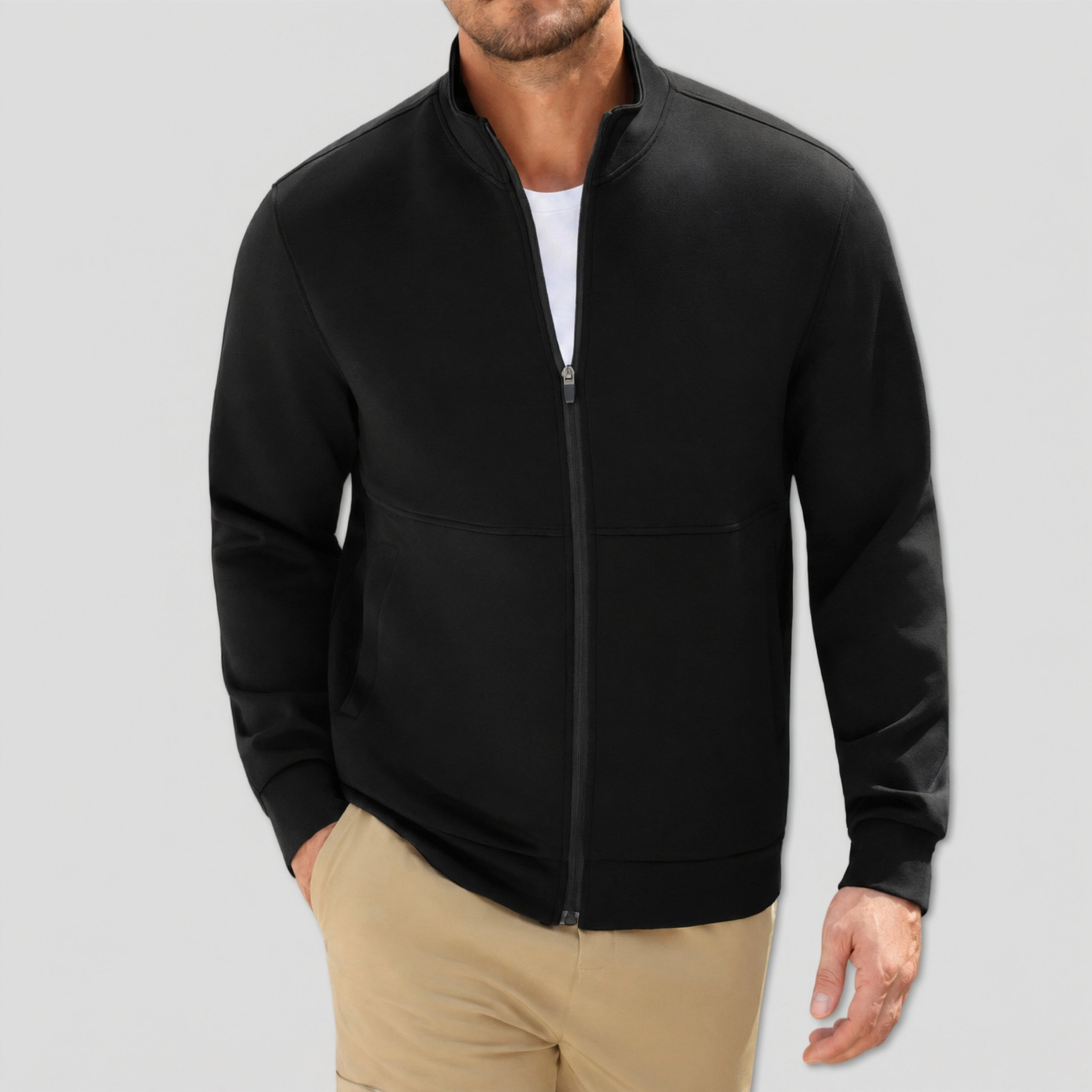 COOFANDY Men's Full Zip Stand Collar Thermal Fleece Jacket