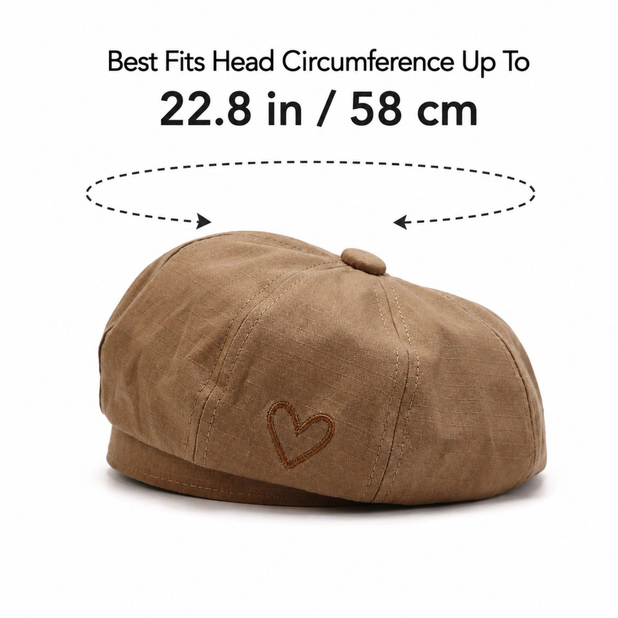 Anna-Kaci Women's Heart Embroidered Newsboy Cap Textured Baker Boy Hat