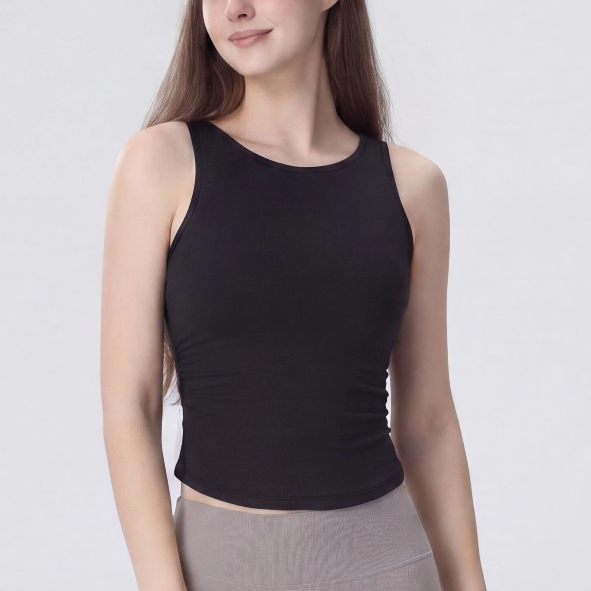 Anna-Kaci Women's Sleeveless High Neck Cropped Yoga Tank Fitted Workout Activewear Top