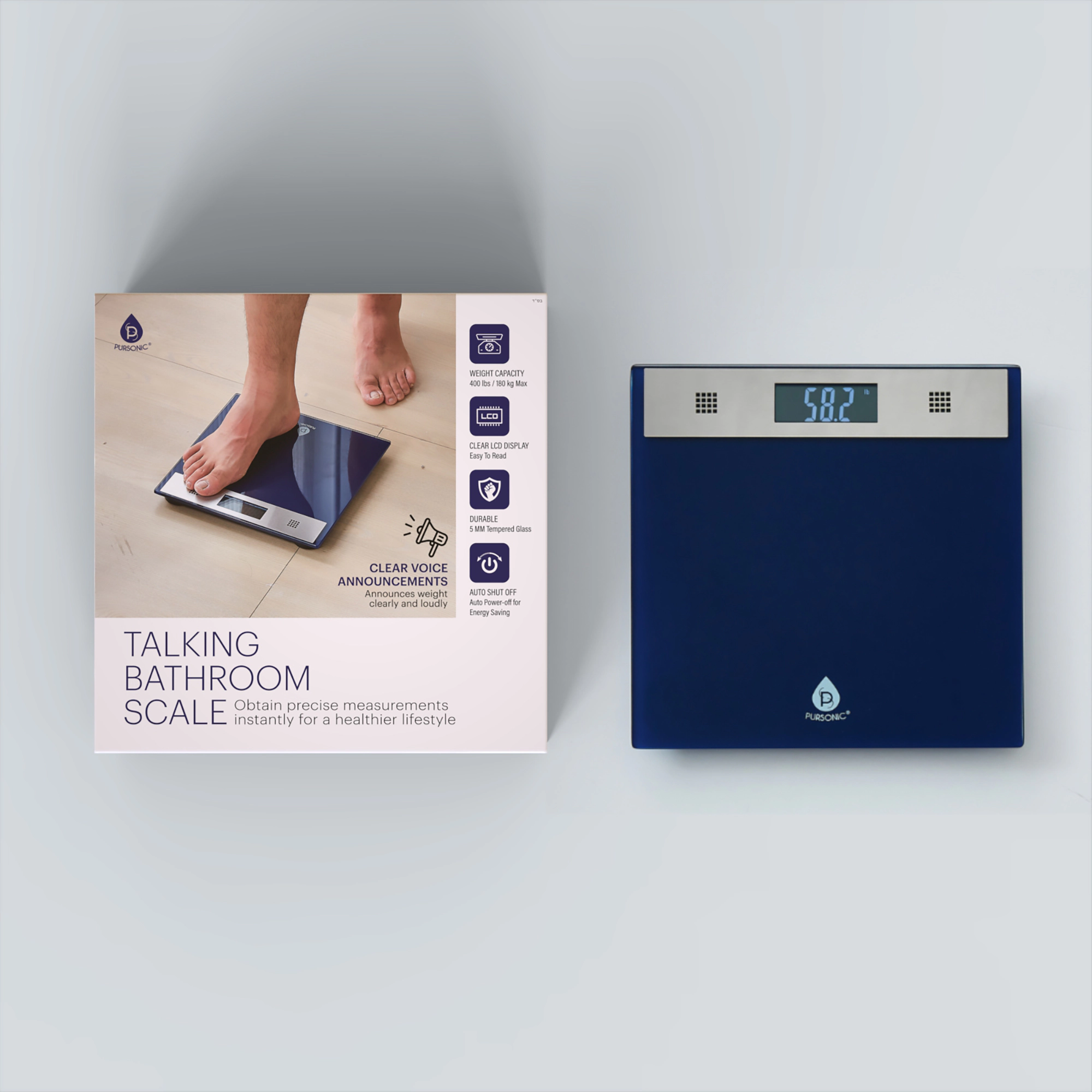 Pursonic Unisex Talking Digital Bathroom Weight Scale