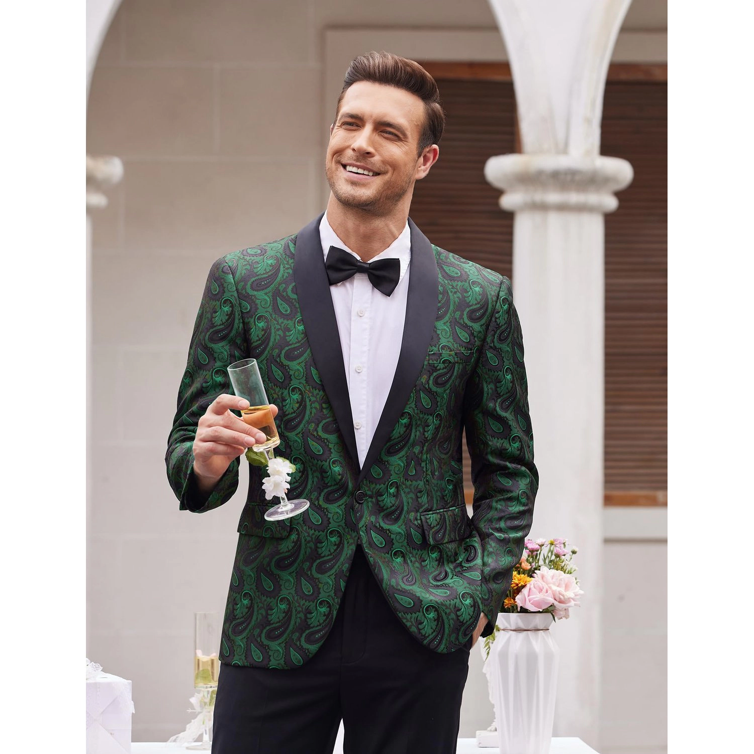 COOFANDY Mens Classic Long Sleeve Blazer Notched Lapel Single Button Sport Coat