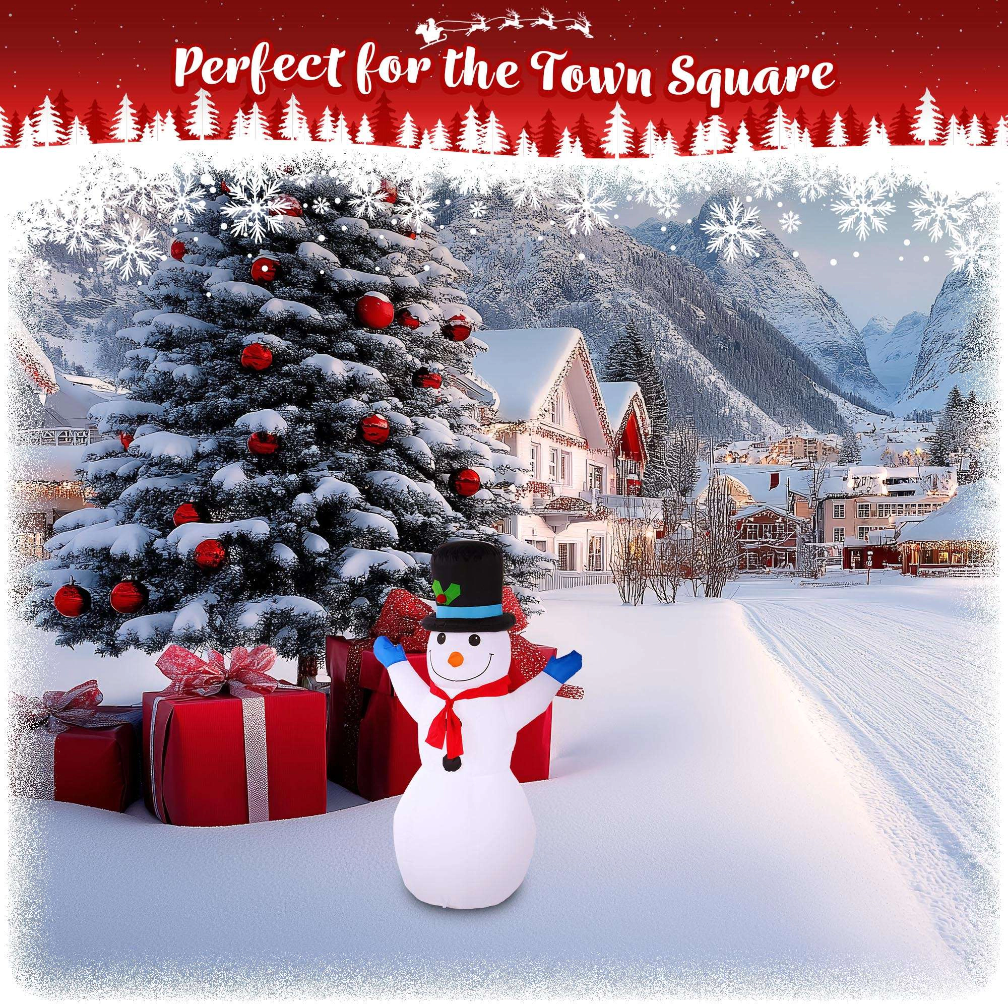 G128 4 ft Snowman Inflatable with LED Lights, Fast Inflate Outdoor Christmas Yard Decoration