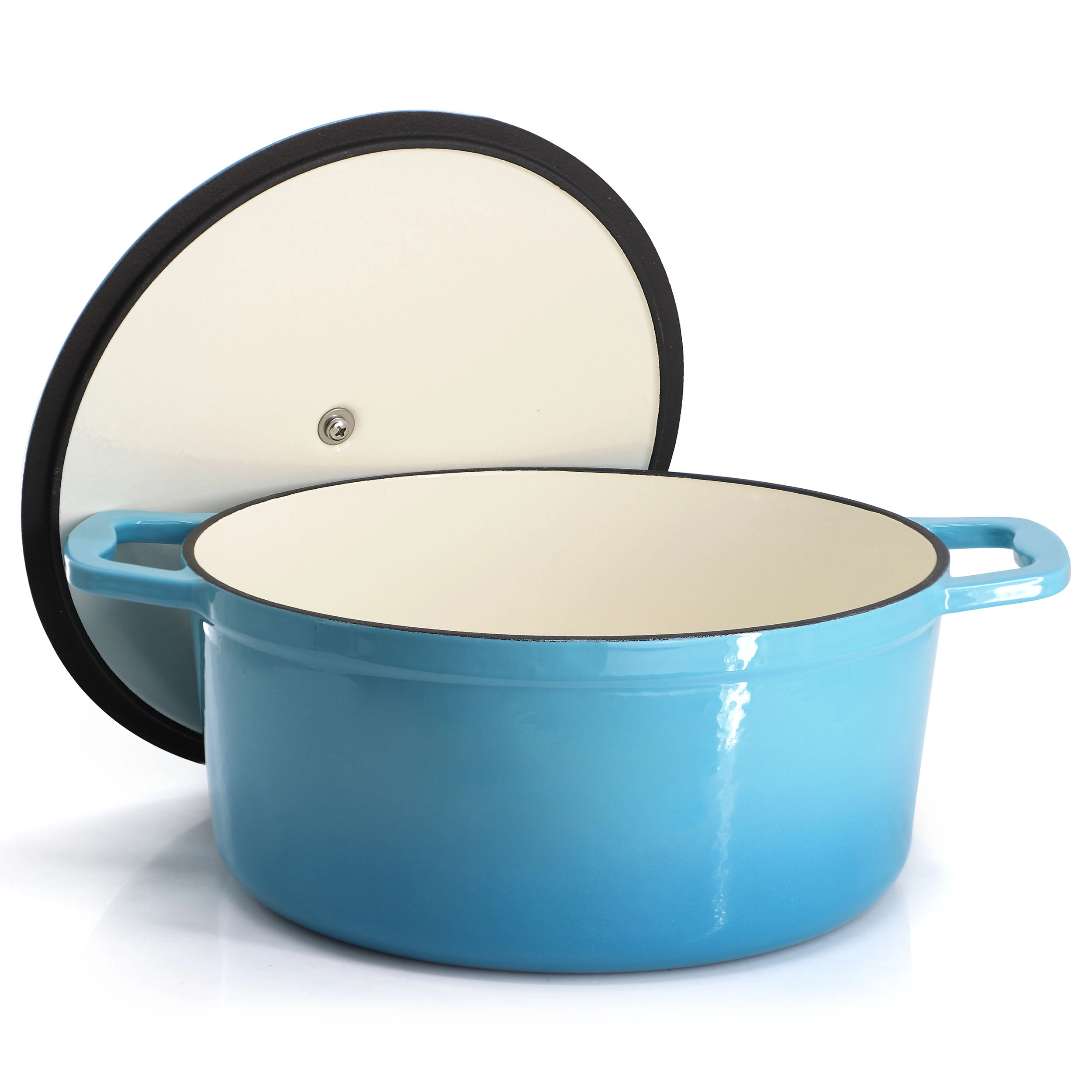 MegaChef 5 Quarts Round Enameled Cast Iron Casserole with Lid