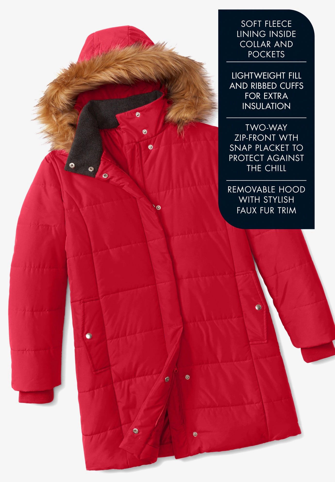 Roaman's Women's Plus Maxi Length Puffer Coat