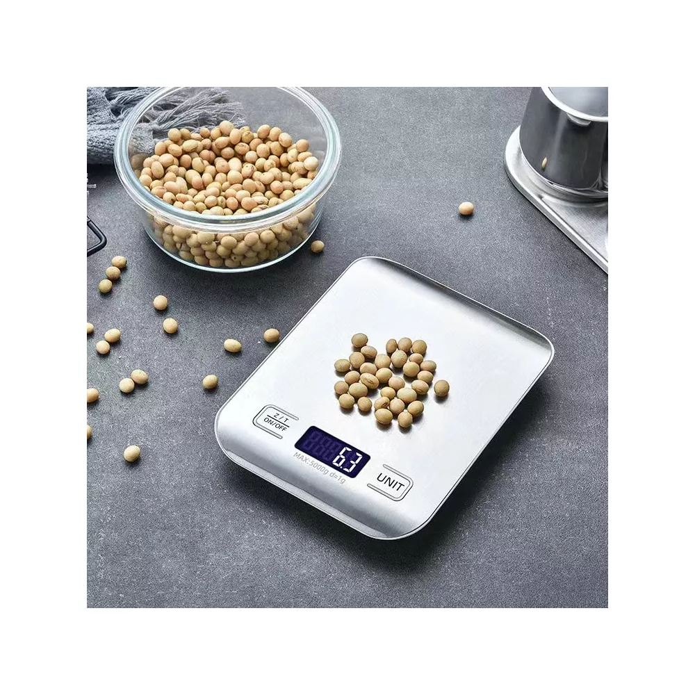 Luminuxe Digital Food Scale – 11 LB Capacity, Tare Function, Stainless Steel, LCD Display, 2 AAA Batteries Included