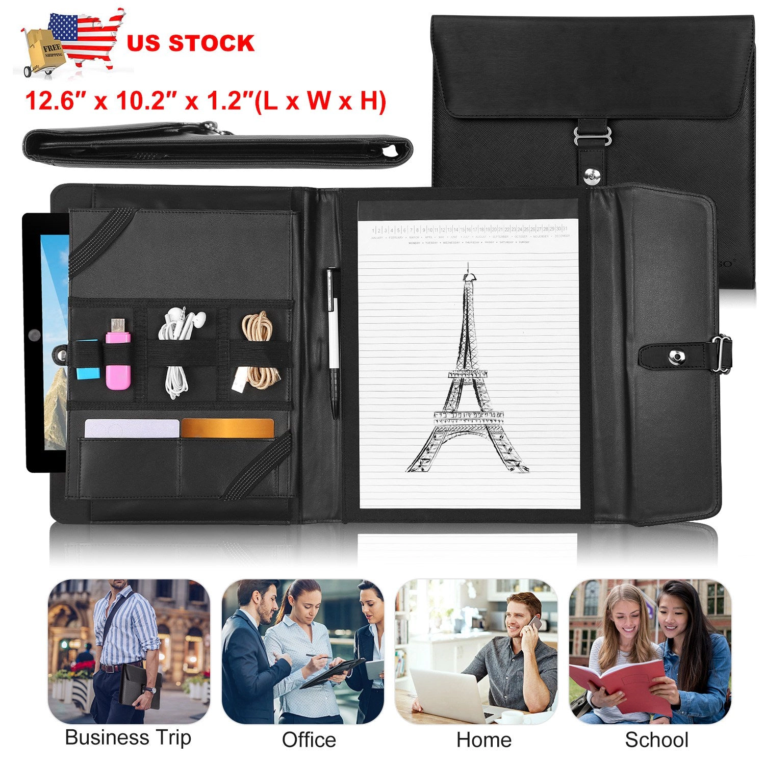 GBruno PU Leather Padfolio Portfolio Organizer