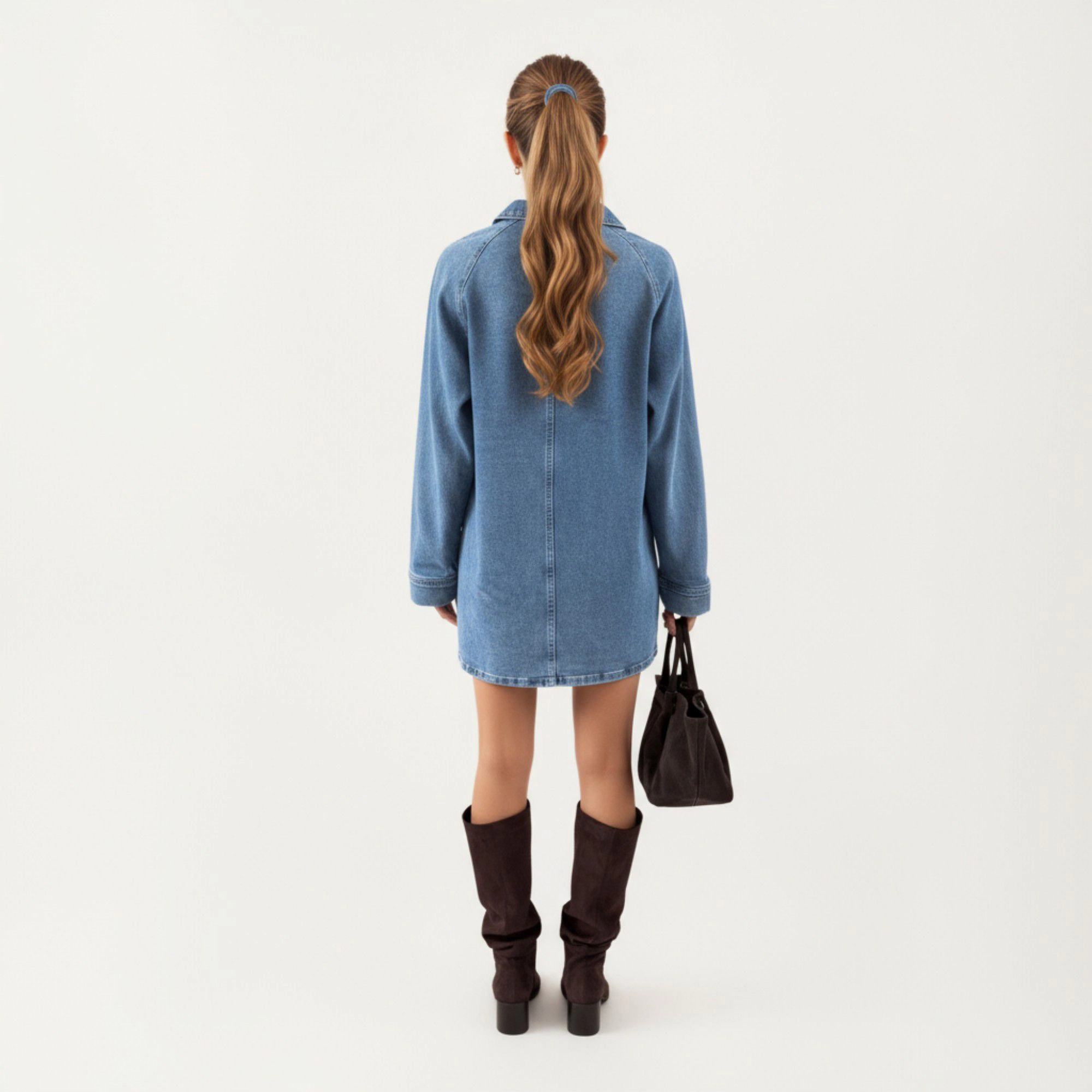 Anna-Kaci Women's Puff Sleeve Denim A-Line Babydoll Dress