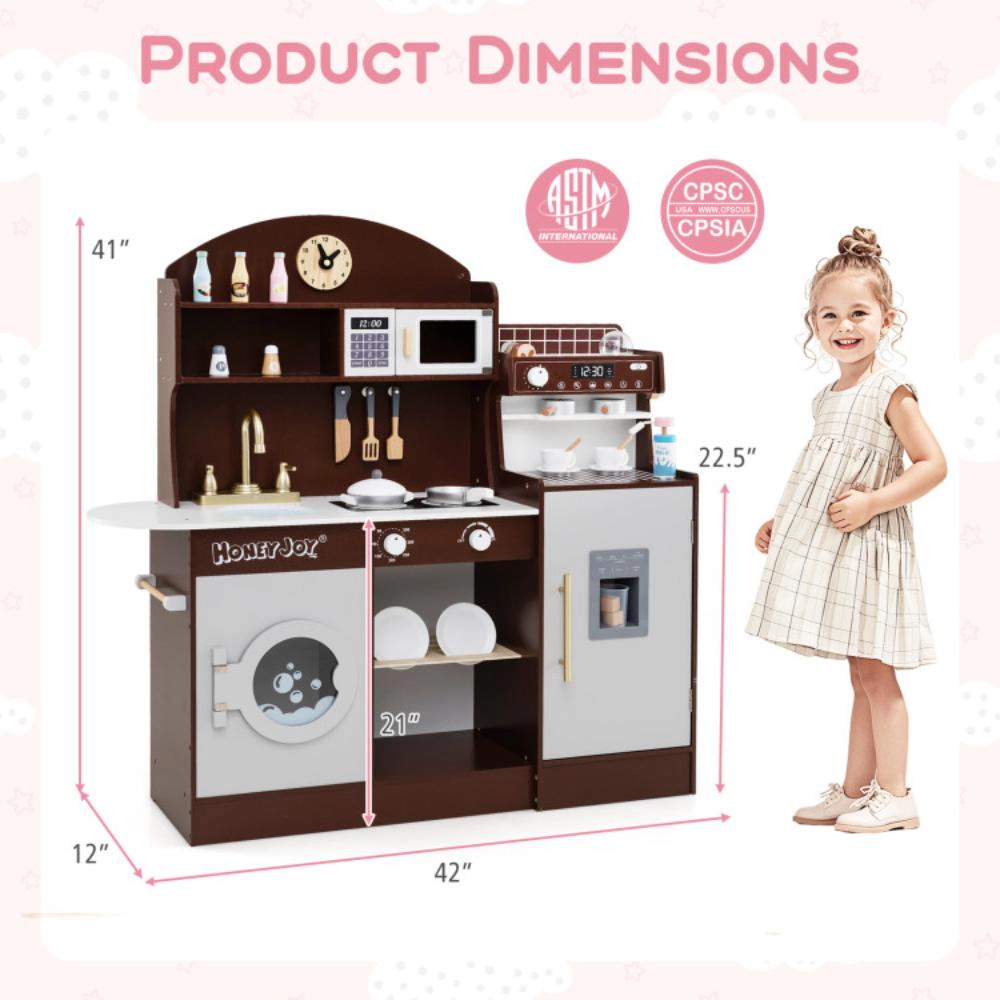 Hivvago Kids Kitchen Set Wooden with Coffee Makers and Accessories