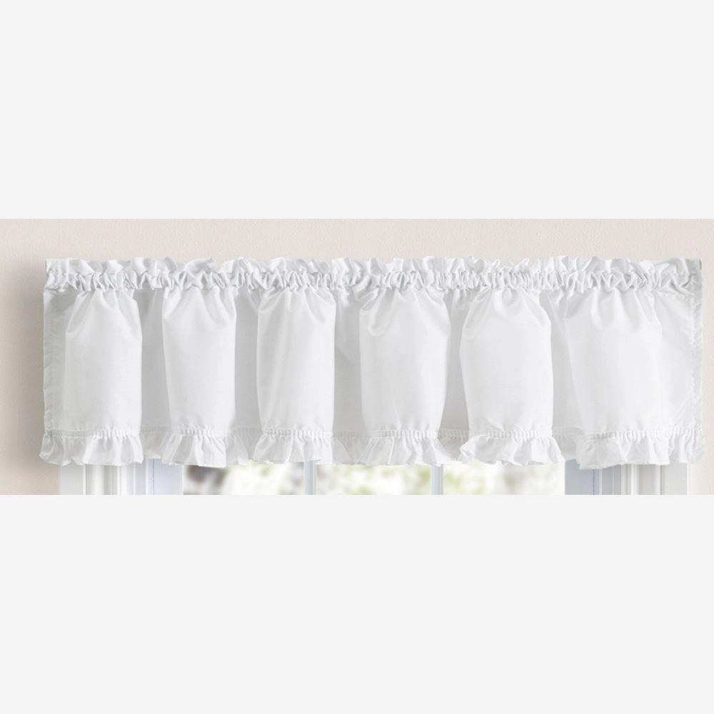 Ellis Home Classic Narrow Ruffle White Color Rod Pocket Valance, 74" X 12"