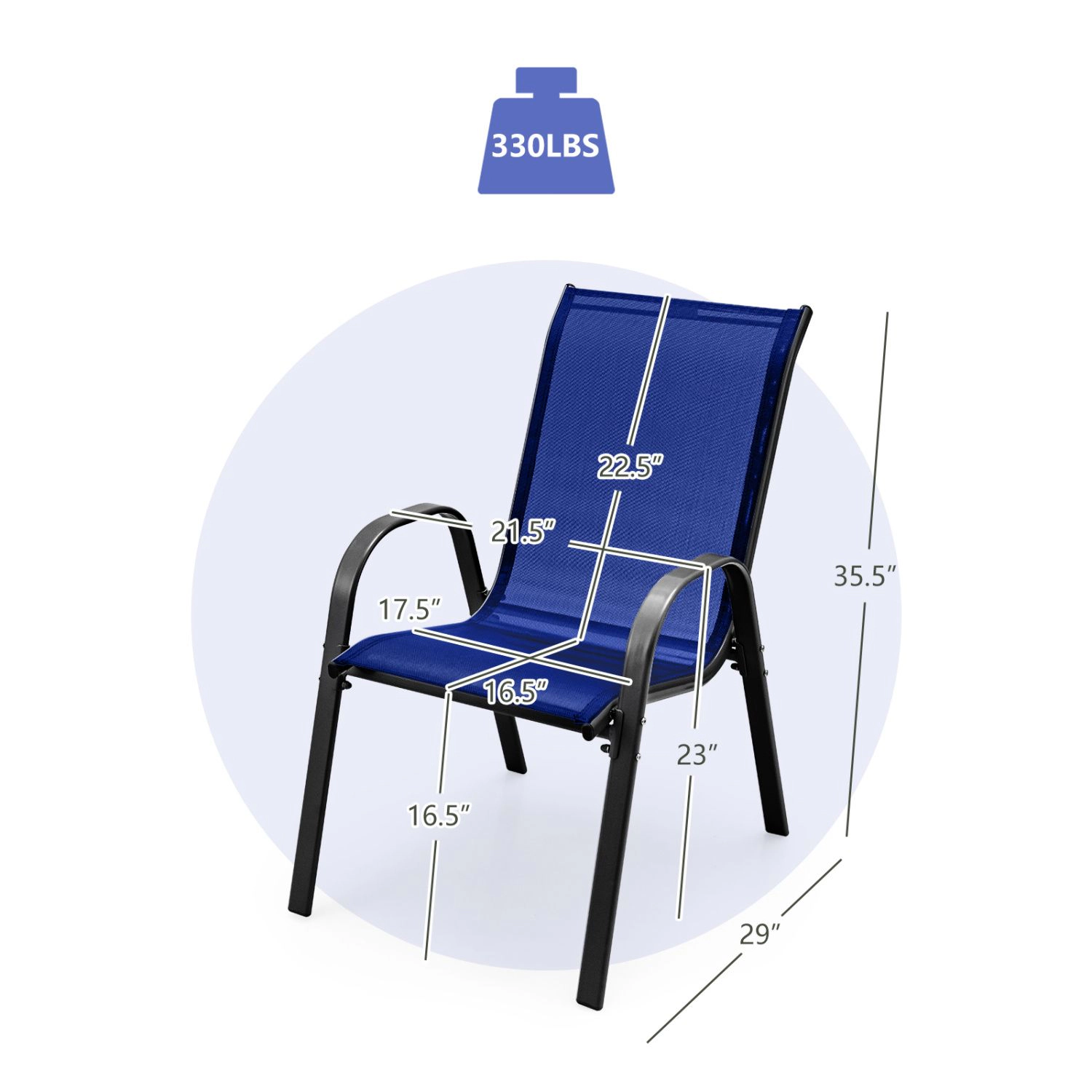 SlickBlue 4 Pack Patio Chairs with Breathable Fabric Seat