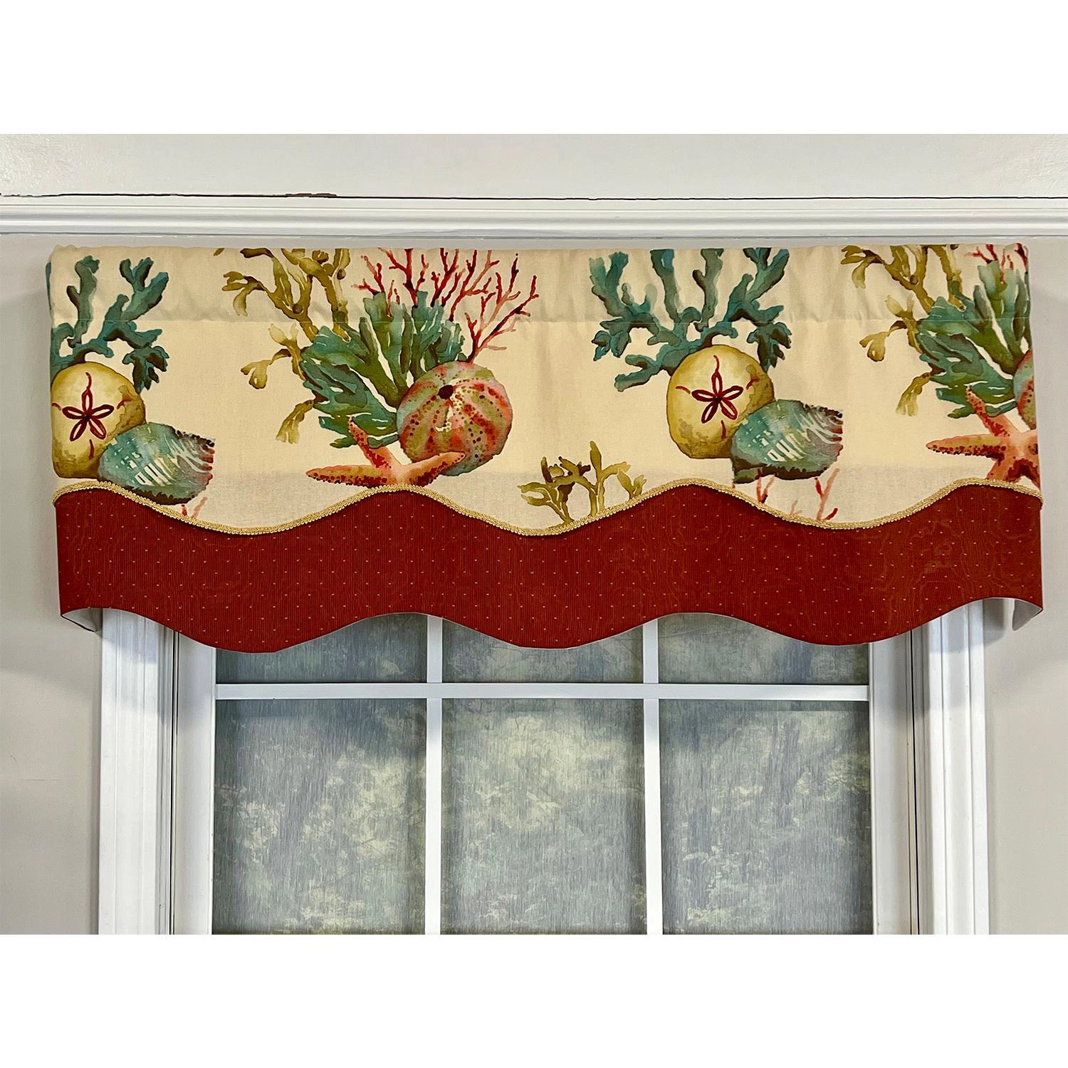 RLF Home Seabed Glory Window Treatment Valance 3" Rod Pocket 50" x 16" Oyster