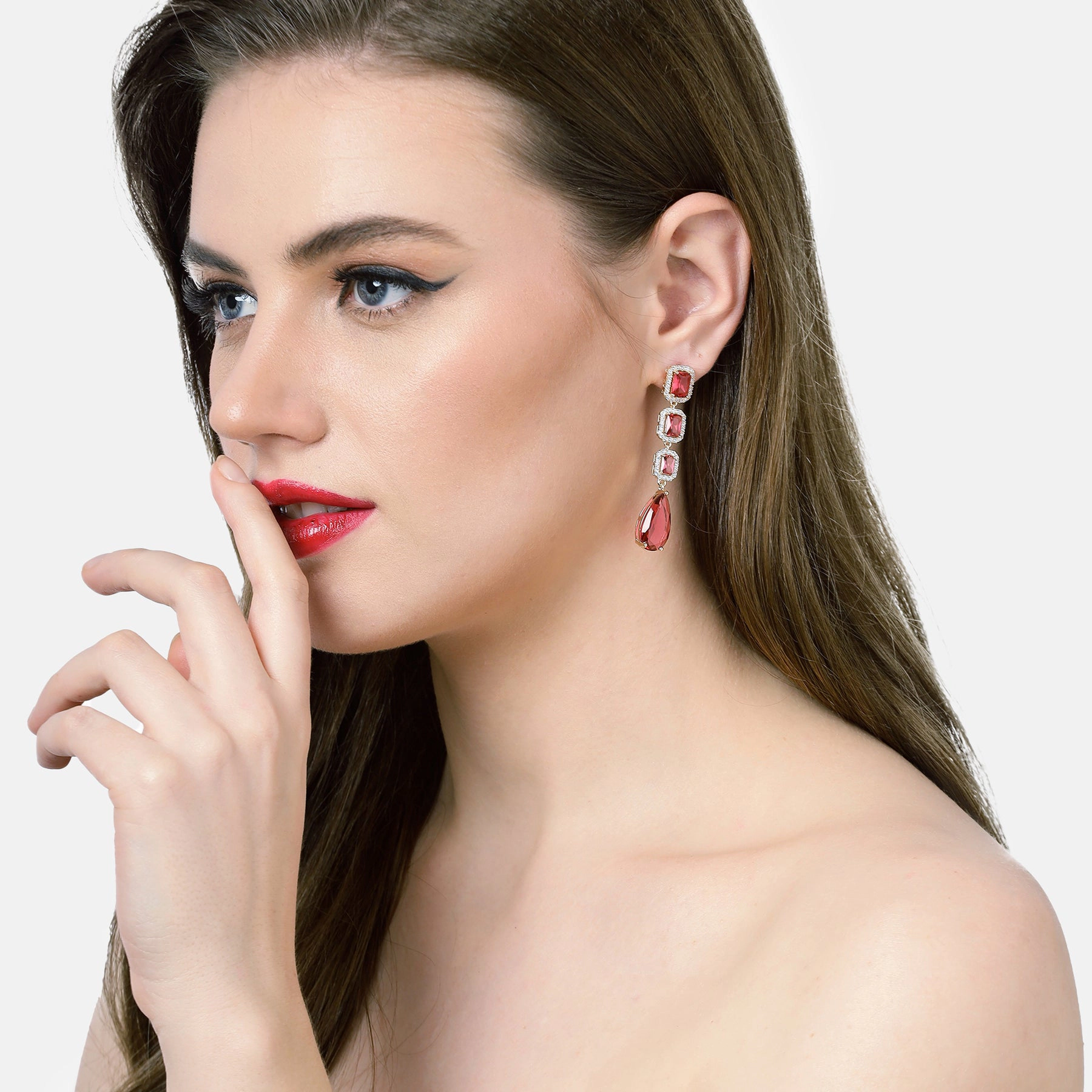 AGP PARIS Womens Geometric Drop Earrings