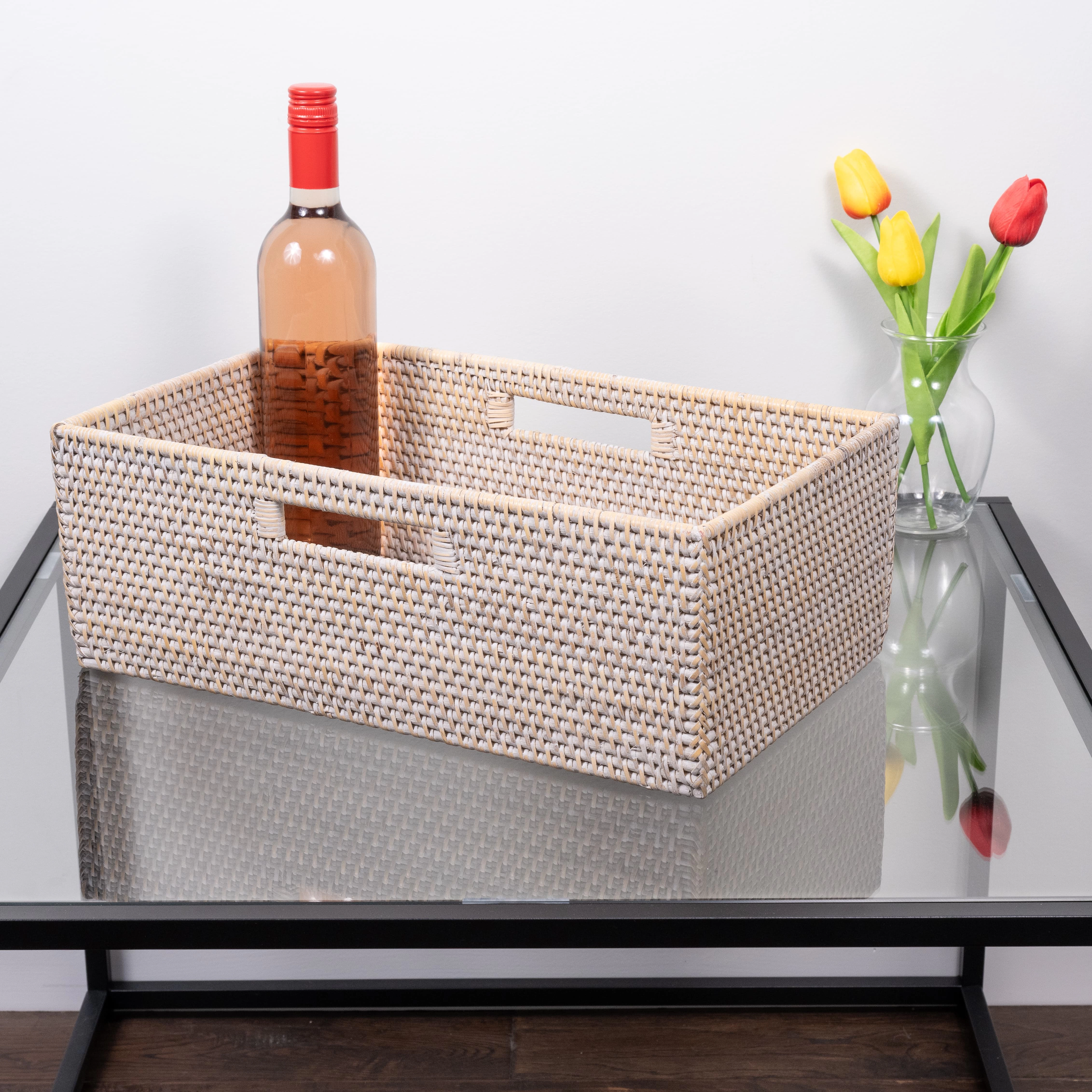 Saboga Home™ Rectangular Shelf basket with Side handles
