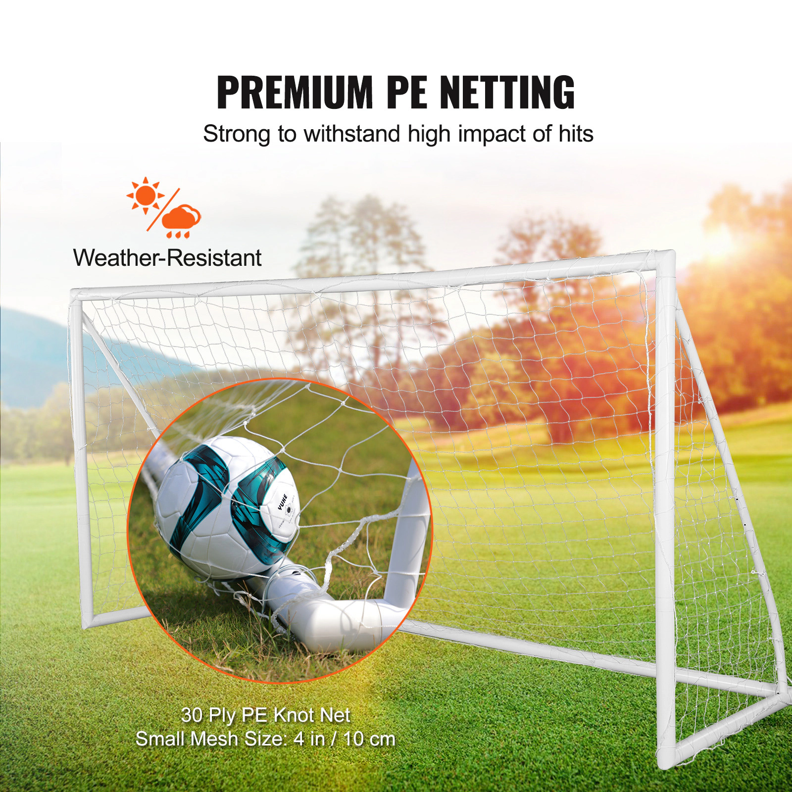 HONGGE Soccer Goal PVC Soccer Goal for Backyard with PE Net, Portable Weatherproof Set, with High-Strength PE Net