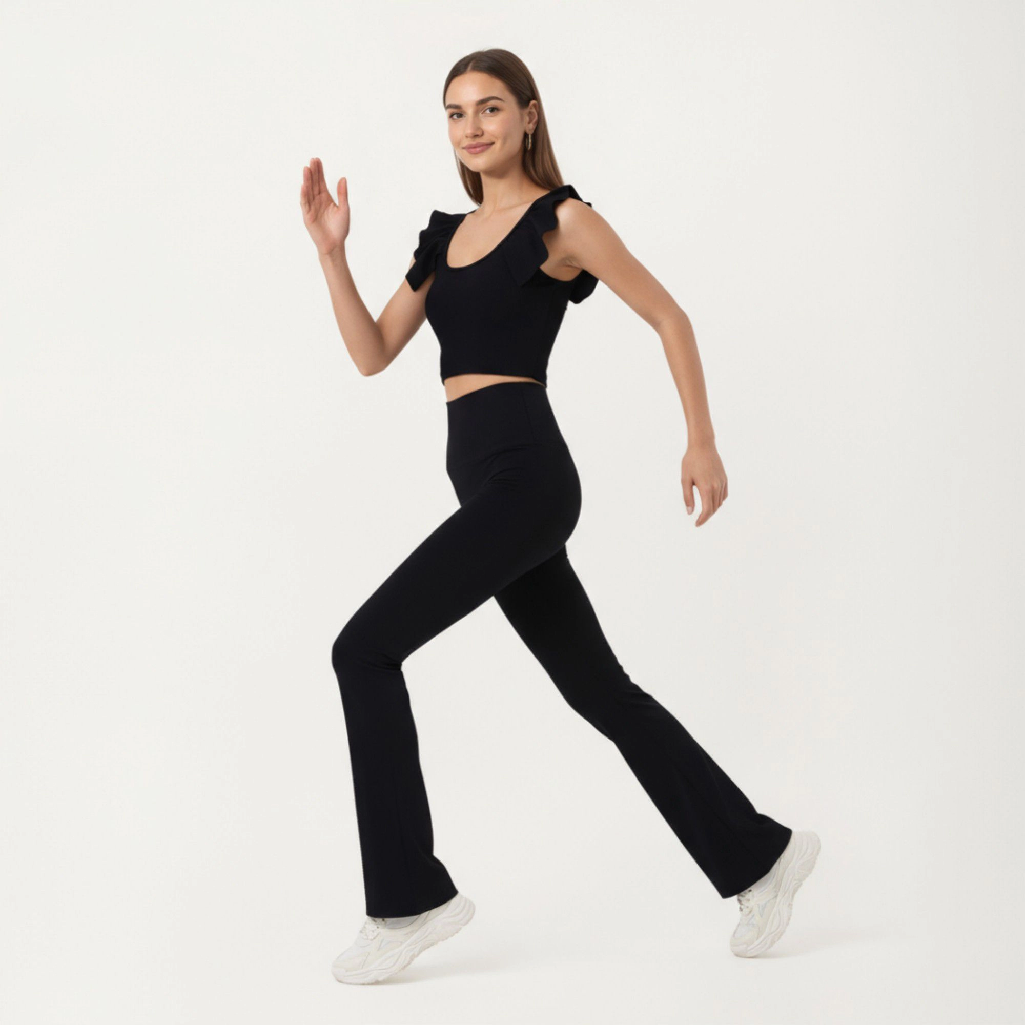 Anna-Kaci Women's High-Waist Flare Sweatpants with Slim Fit Stretch Fabric