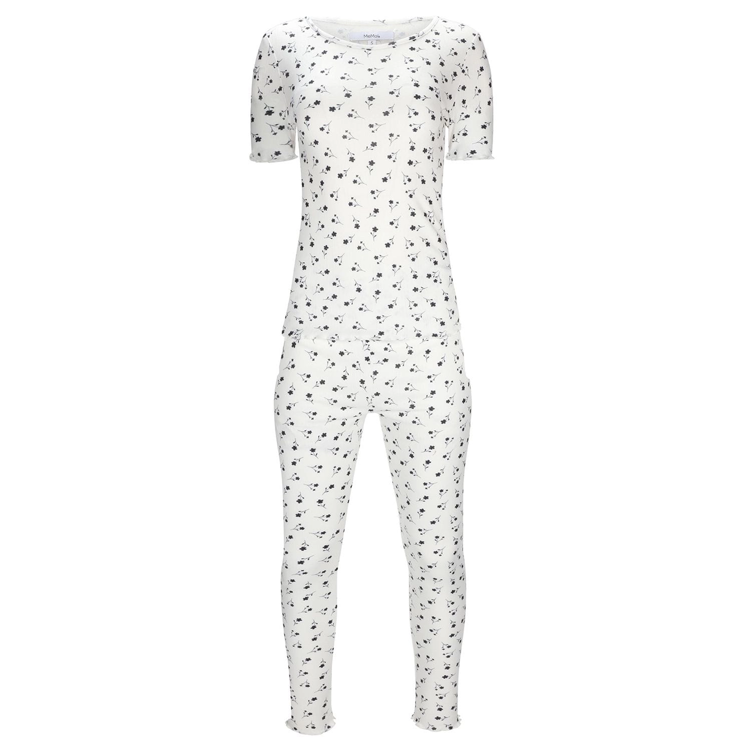 MeMoi Women's Scalloped Edge Ditsy Floral Two-Piece Pajama Set