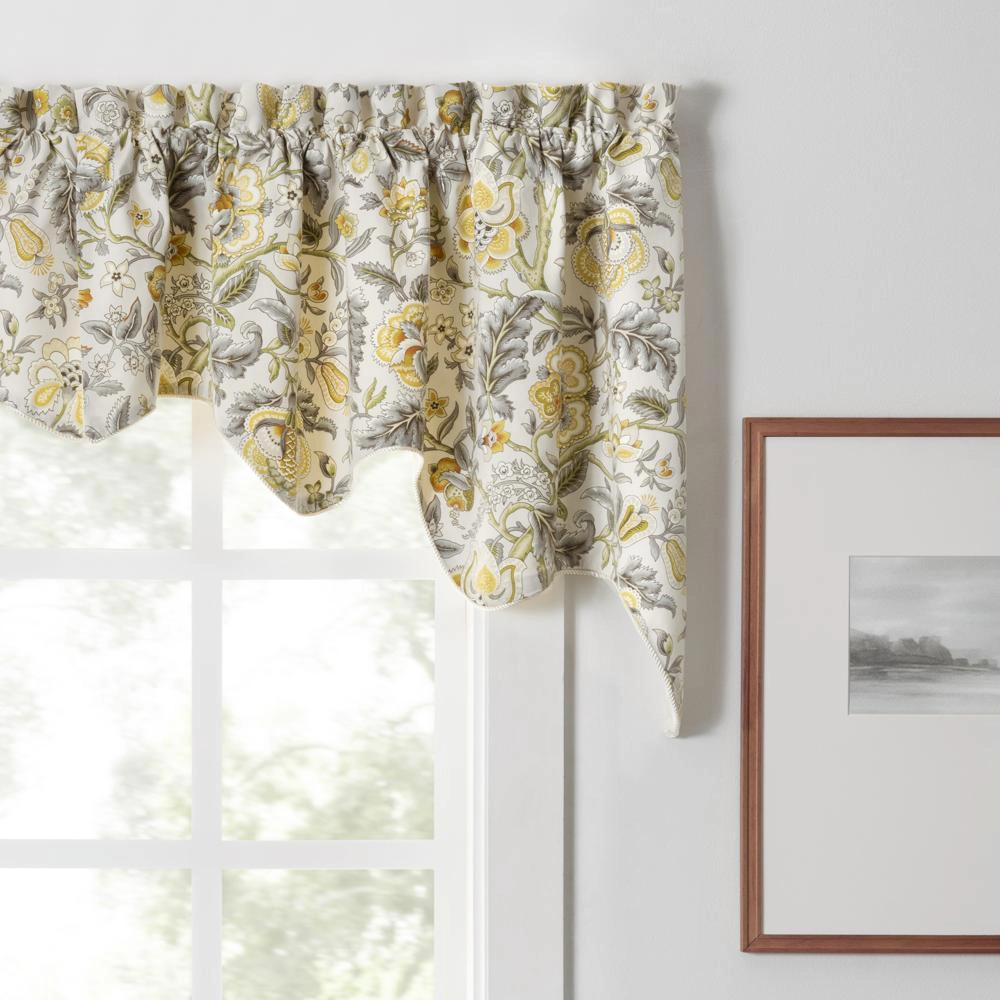 Ellis Curtain Regency Swag Shaped 3" Rod Pocket Valances for Windows 100" x 30" Grey