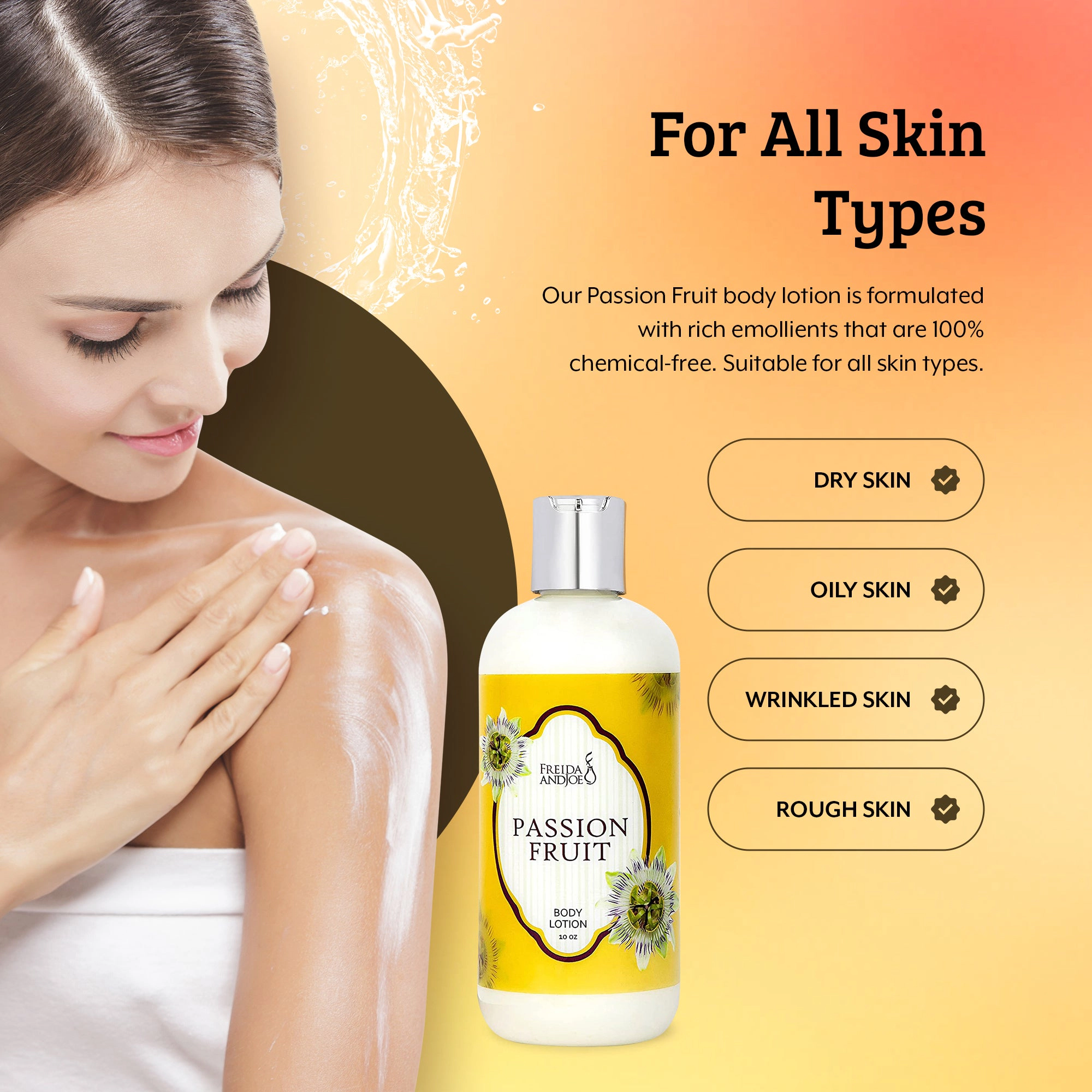 Freida and Joe Womens Passion Fruit Fragrance Deep Moisturizing Body Lotion in 10oz Bottle