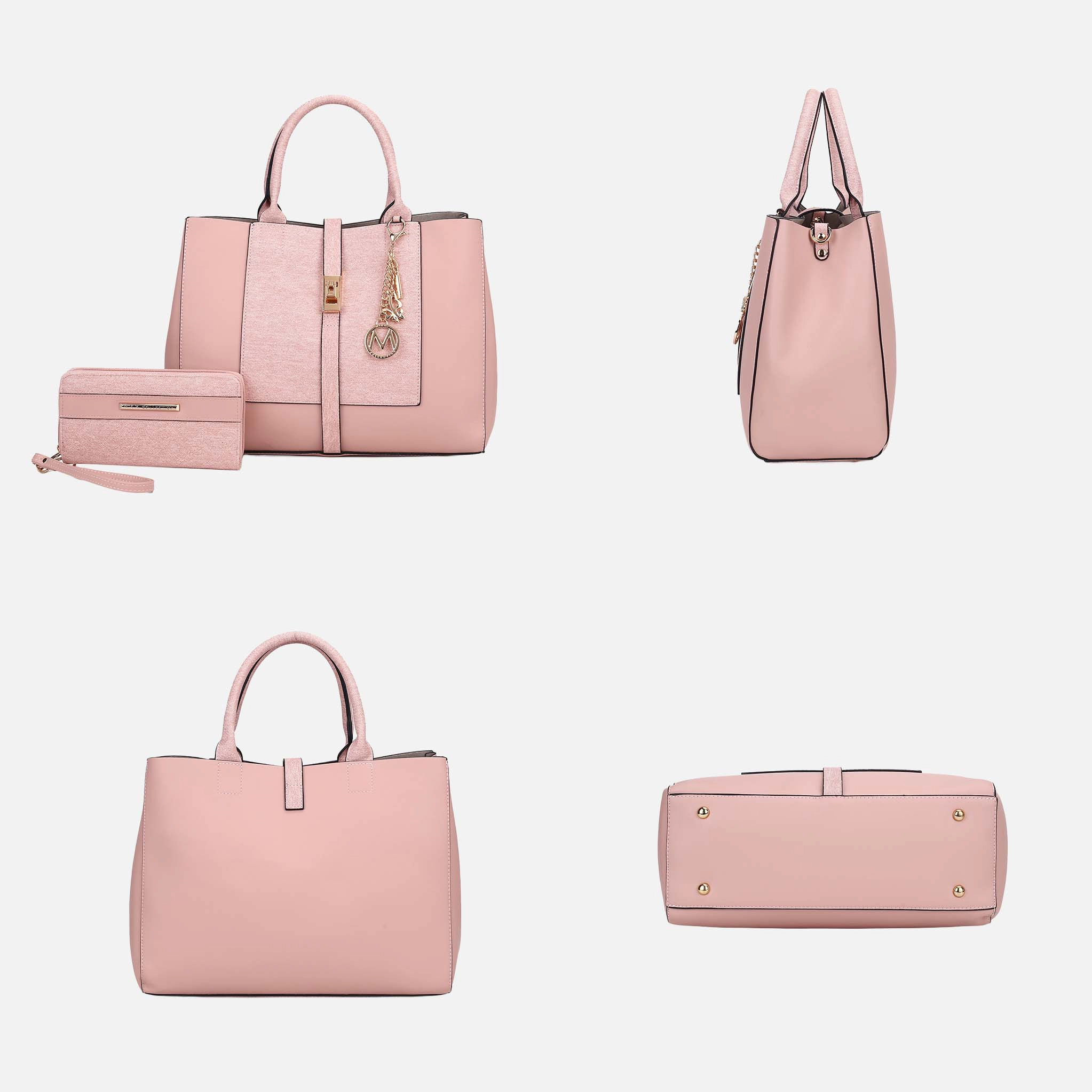 Mia K Collection Faux Leather Tote with Detachable Strap and Wallet
