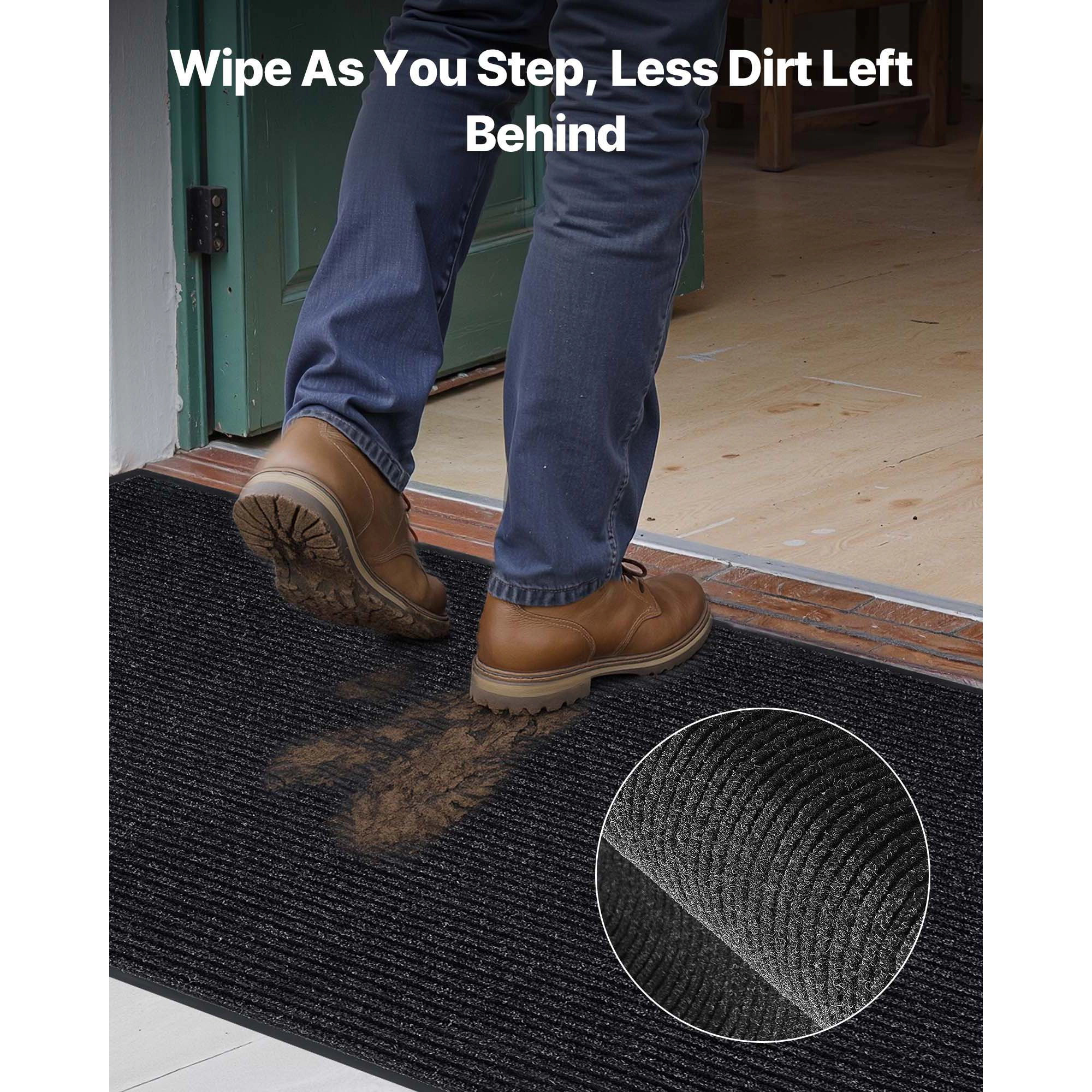 HONGGE Front Door Mat Commercial Floor Mat for Indoor and Outdoor Stylish Striped Industrial Carpet with PVC Backing