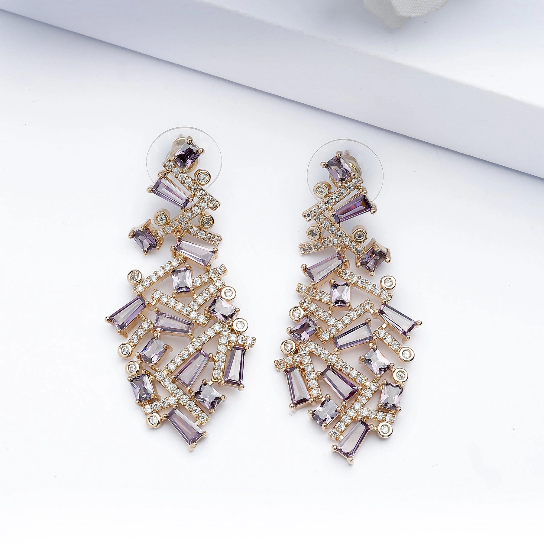 AGP PARIS Womens Purple Cascading Twist Drop Earrings