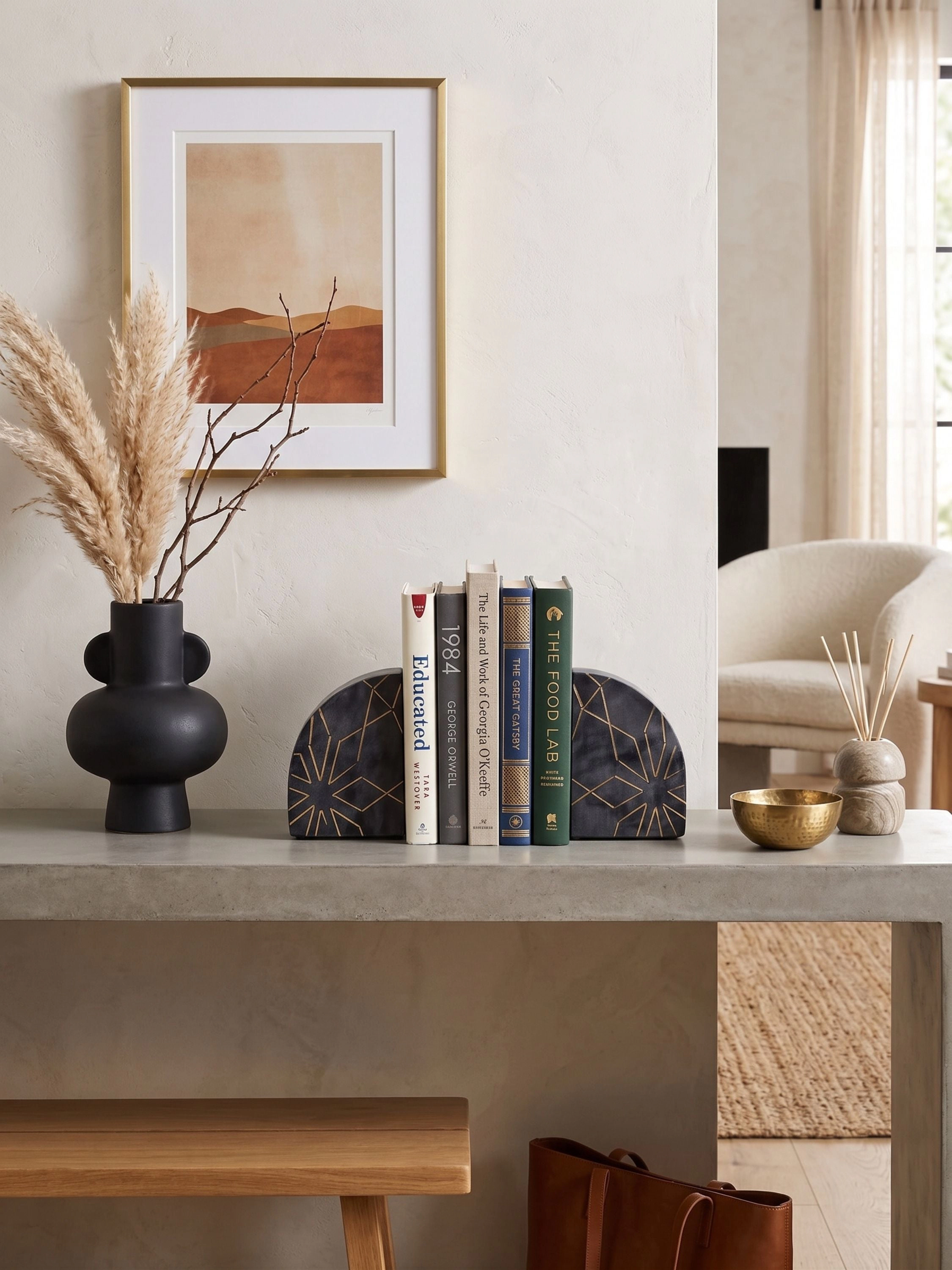 GAURI KOHLI Enchant Black Marble Bookends
