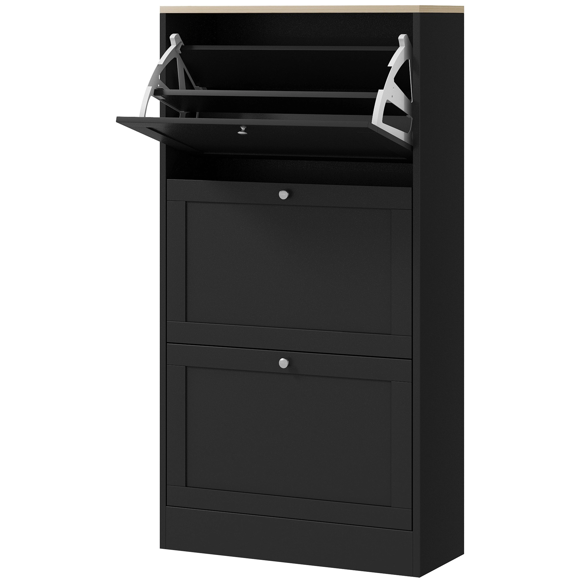 HONGGE Modern Shoe Storage Cabinet with 3 Flip Drawers and Adjustable Shelves for 12-18 Pairs of Shoes