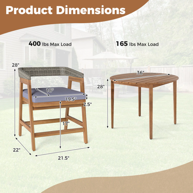 Hivvago 5 Pieces Patio Dining Set With Cushions And Pe Rattan Backrest For Garden And Backyard