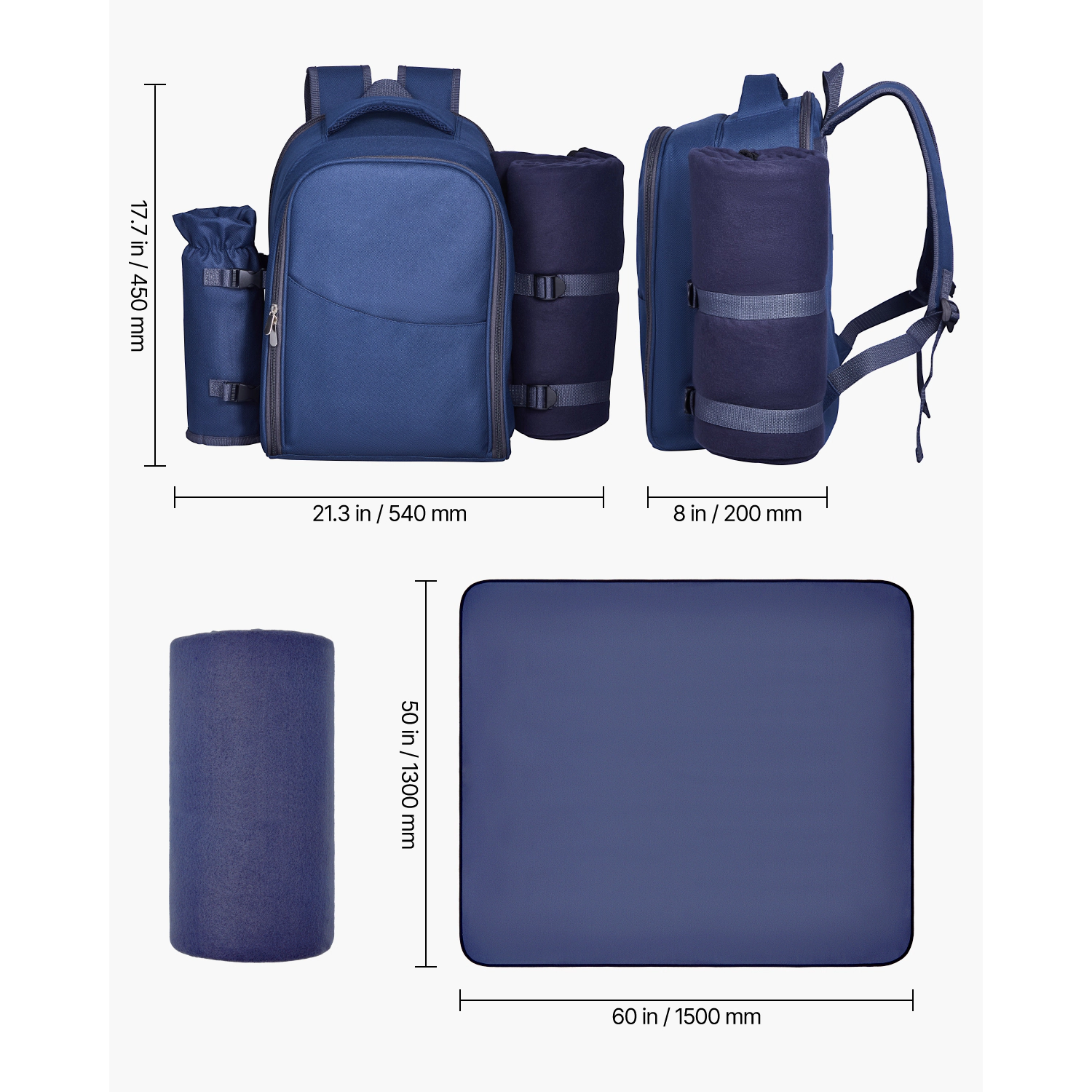 HONGGE Picnic Backpack Beach Bag with Insulated Cooler Compartment Detachable Bottle/Wine Holder