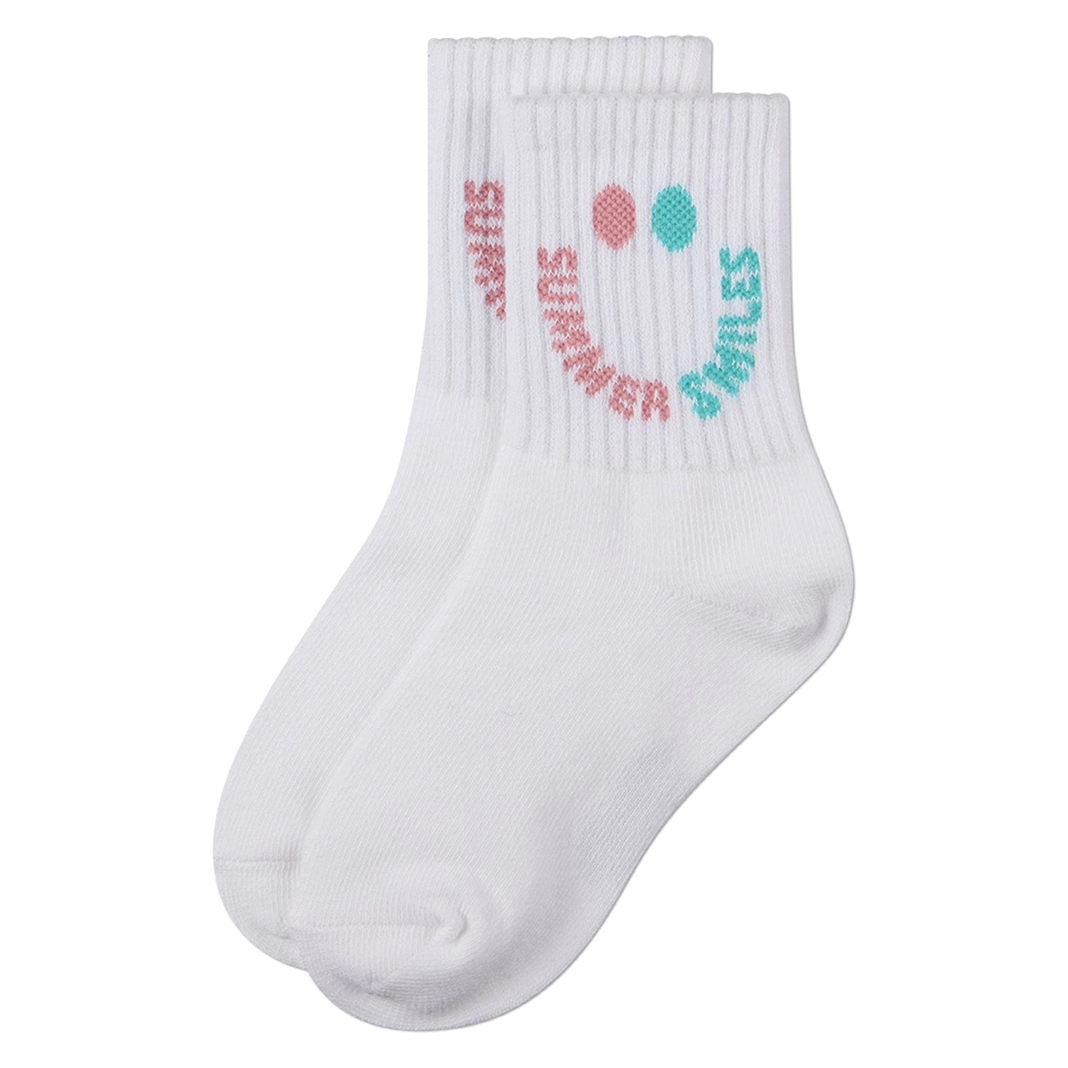 Memoi Girls "Summer Smiles" Cotton Blend Novelty Crew Sock
