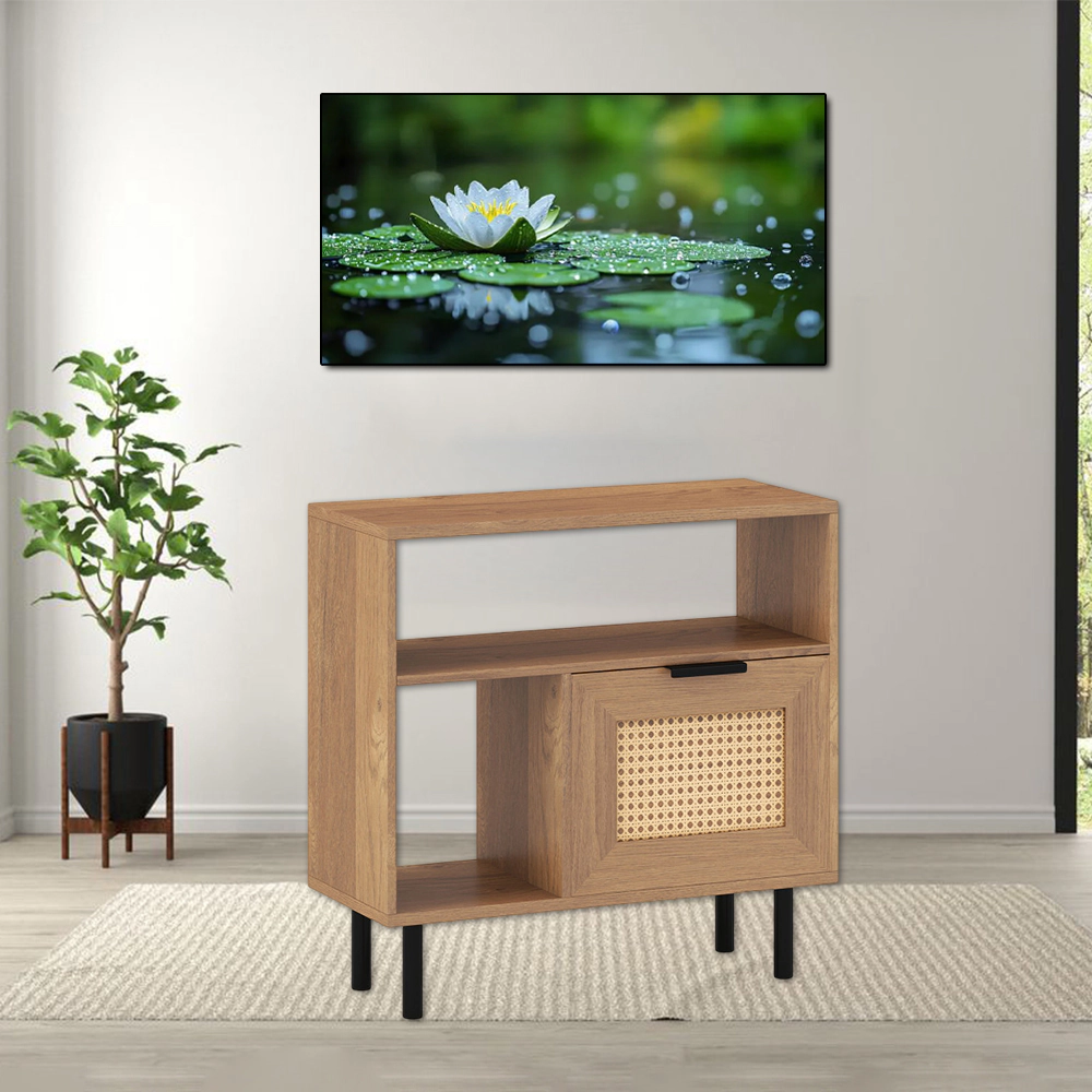 Hivvago Compact Accent Table with Cabinet and Storage Shelf – Ideal Side or End Table for Small Spaces