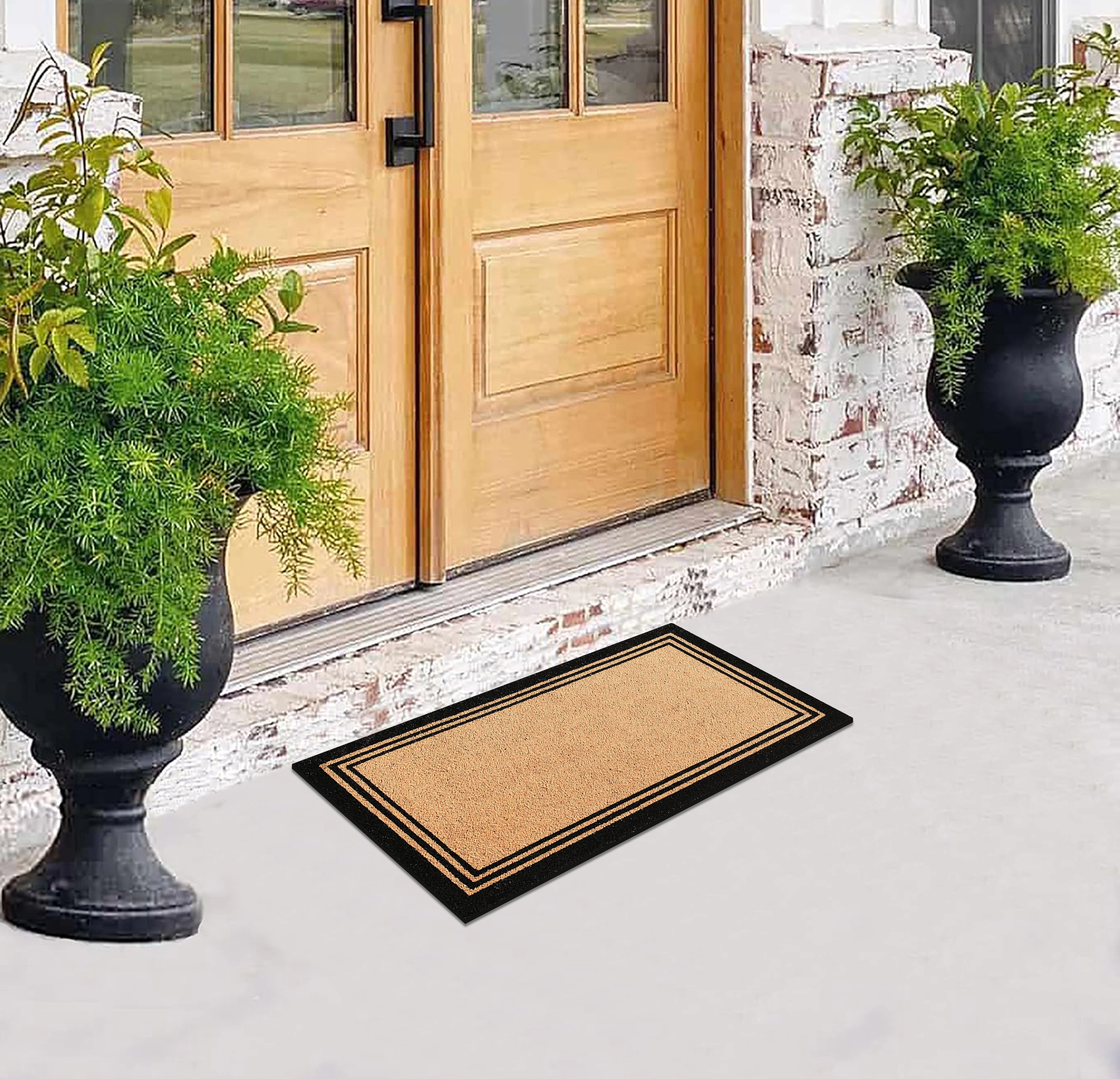 A1HC Coir Door Mat 39x24 Inches Anti-Shed Heavy Duty Non-Slip Black Border