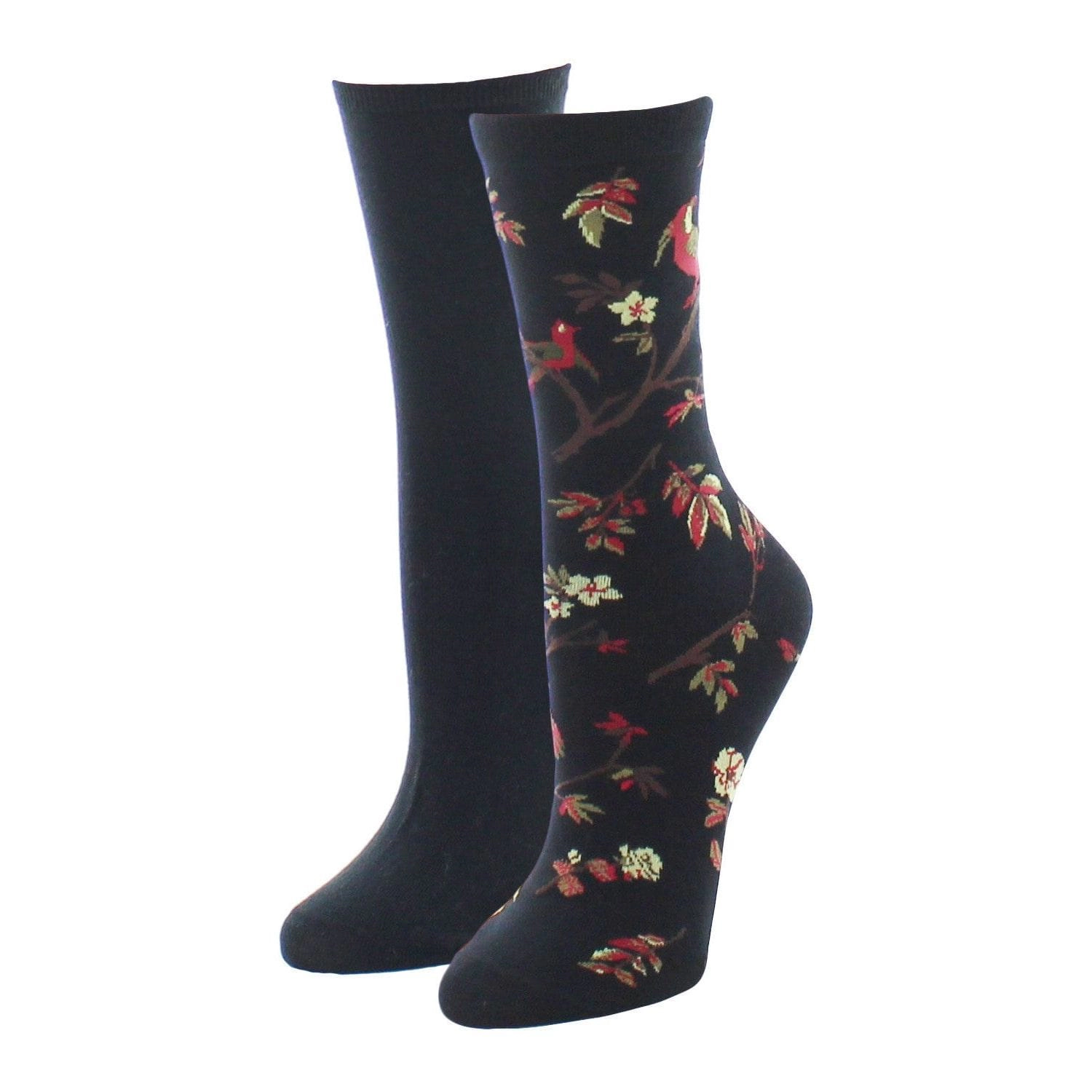 MeMoi Exotic Birds Cotton Blend Crew Socks 2 Pack