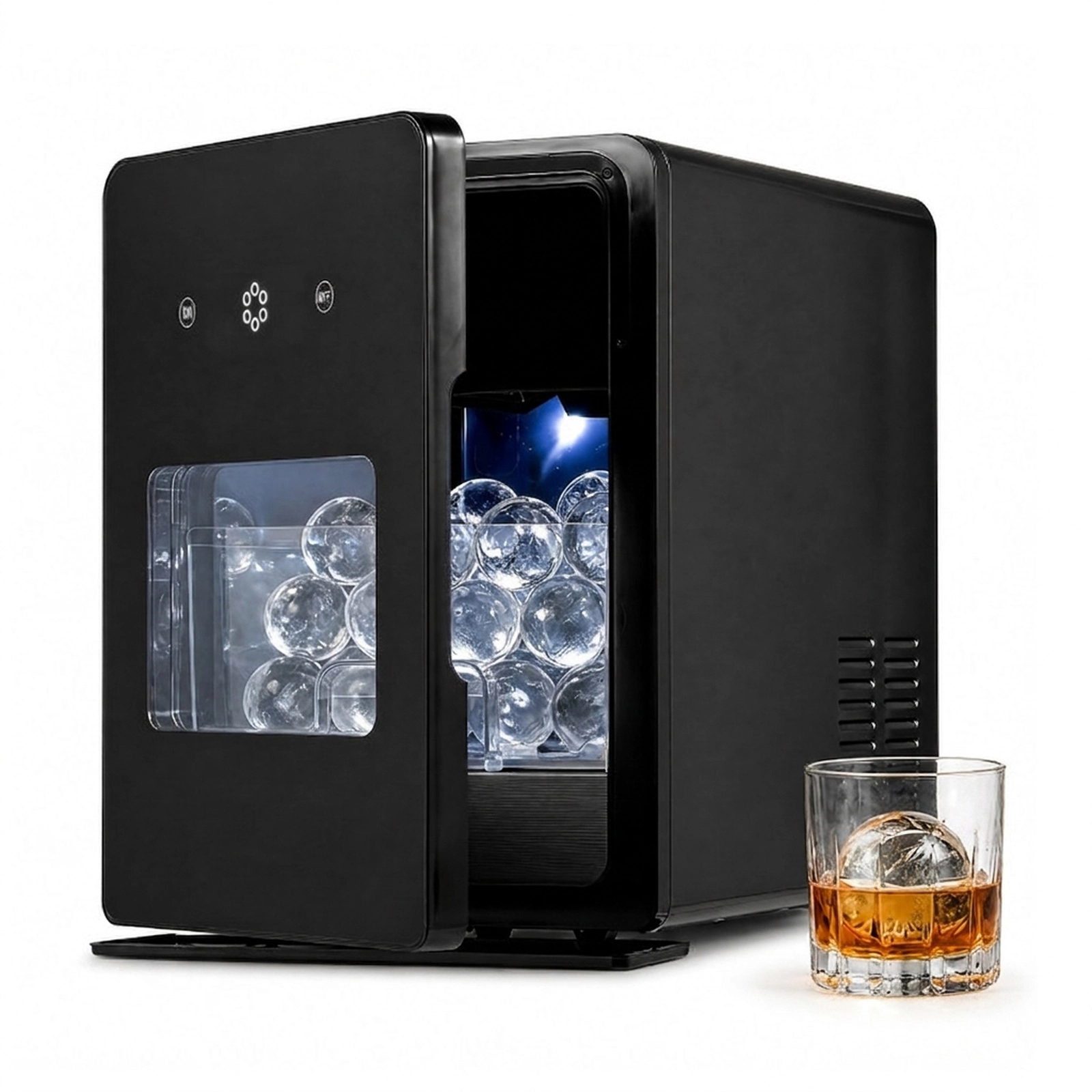 SUGIFT 2-Inch Countertop Ice Ball Maker 4 Spheres Per 38-Min Cycle 150-Piece Daily Capacity Black