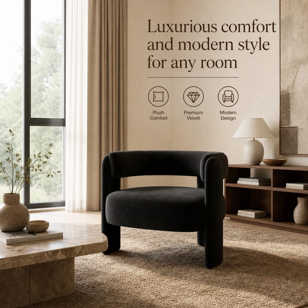 GOODSILO Modern Upholstered Accent Chair Solid Frame