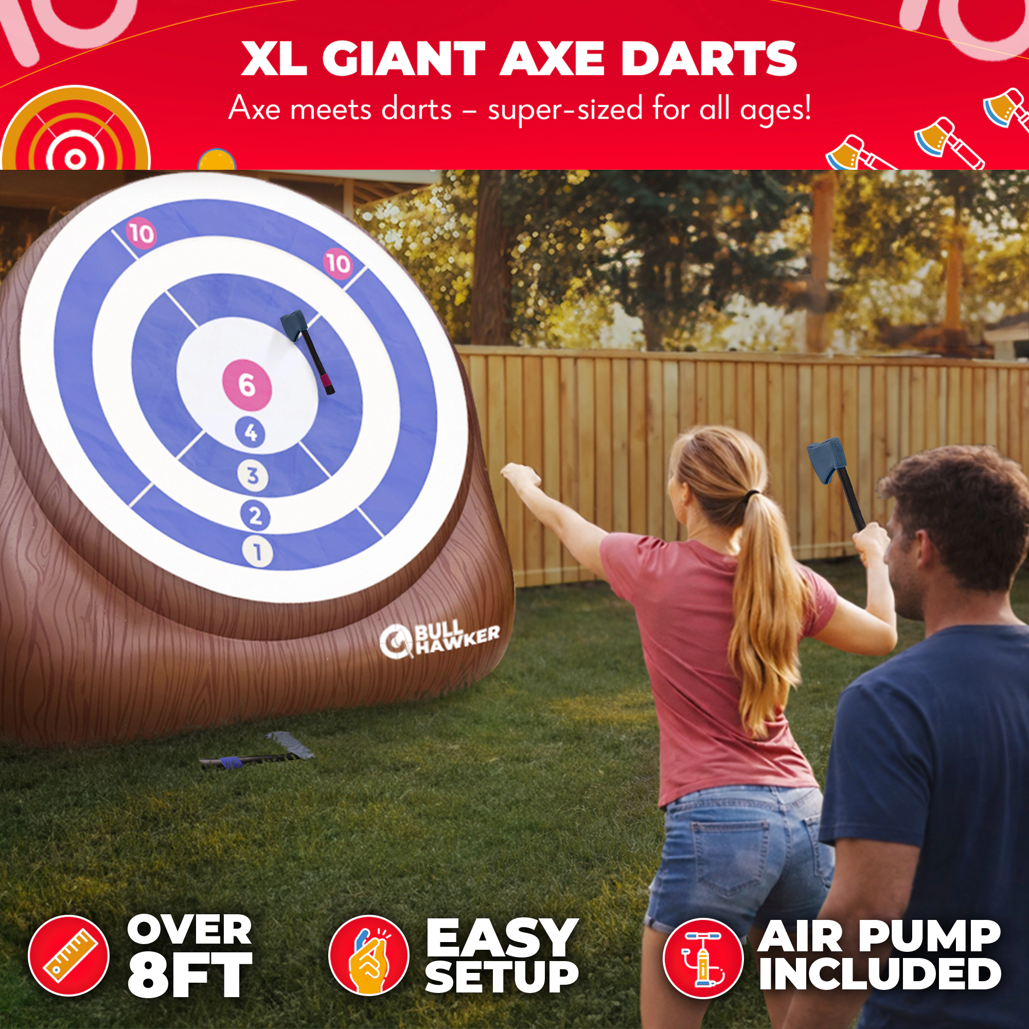 Swooc Games | Bull Hawker™ | Giant Axe Darts Game with 15+ Games