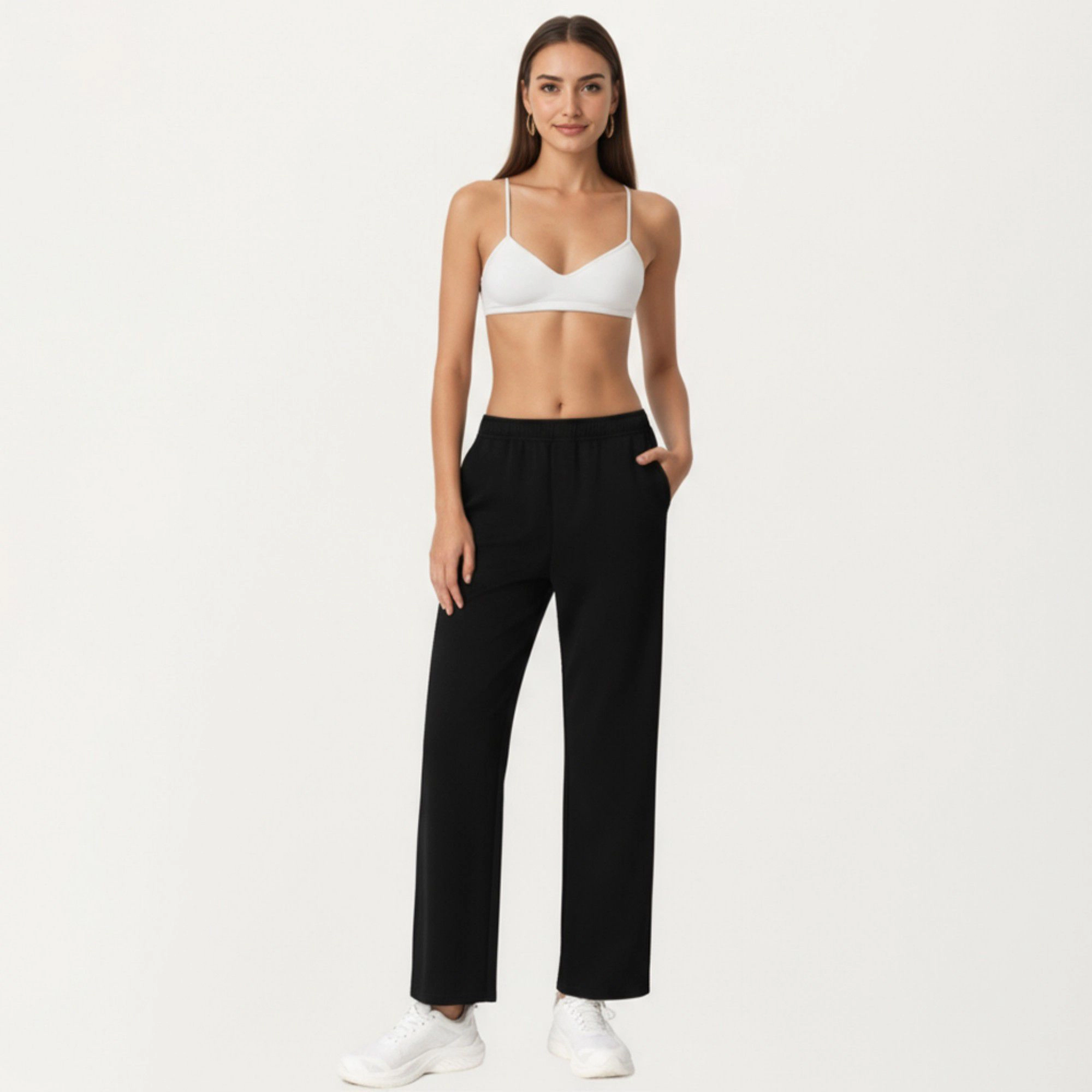 Anna-Kaci Women's High-Waist Relaxed Fit Sweatpants with Elastic Waistband and Side Pockets