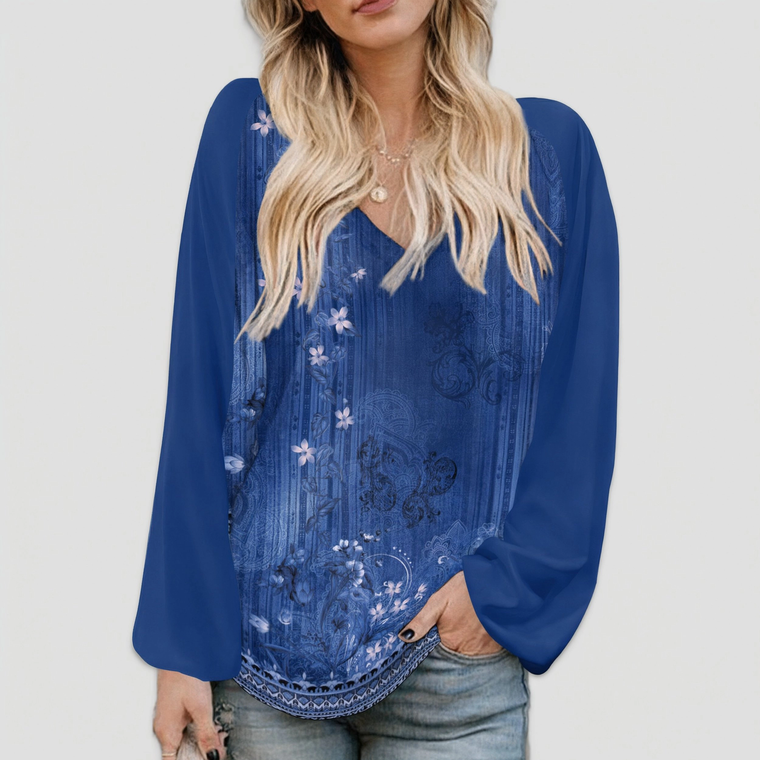 Zeagoo Women Western V Neck Blouse