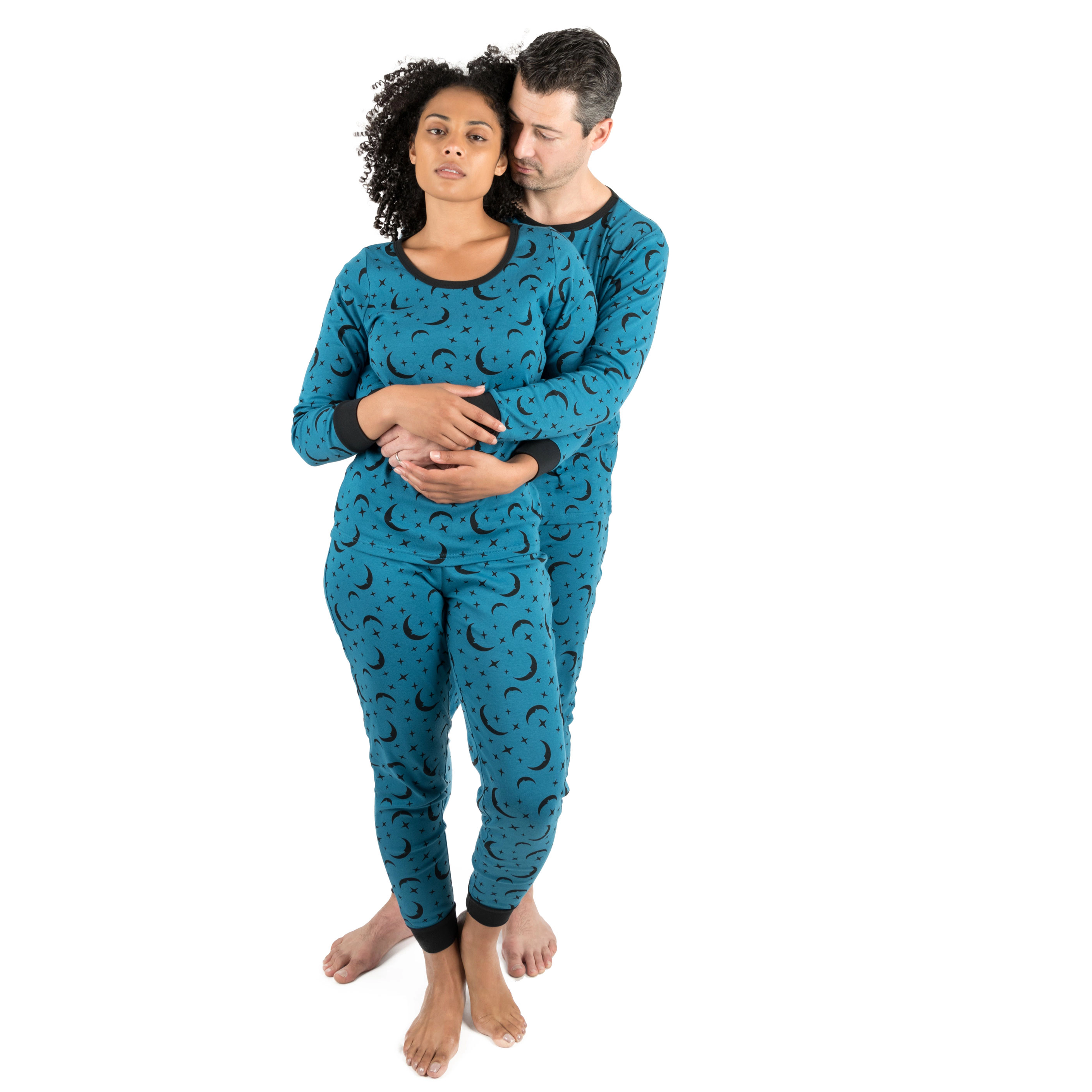 Leveret Mens 2-pc. Moon & Stars Cotton Pajama Set