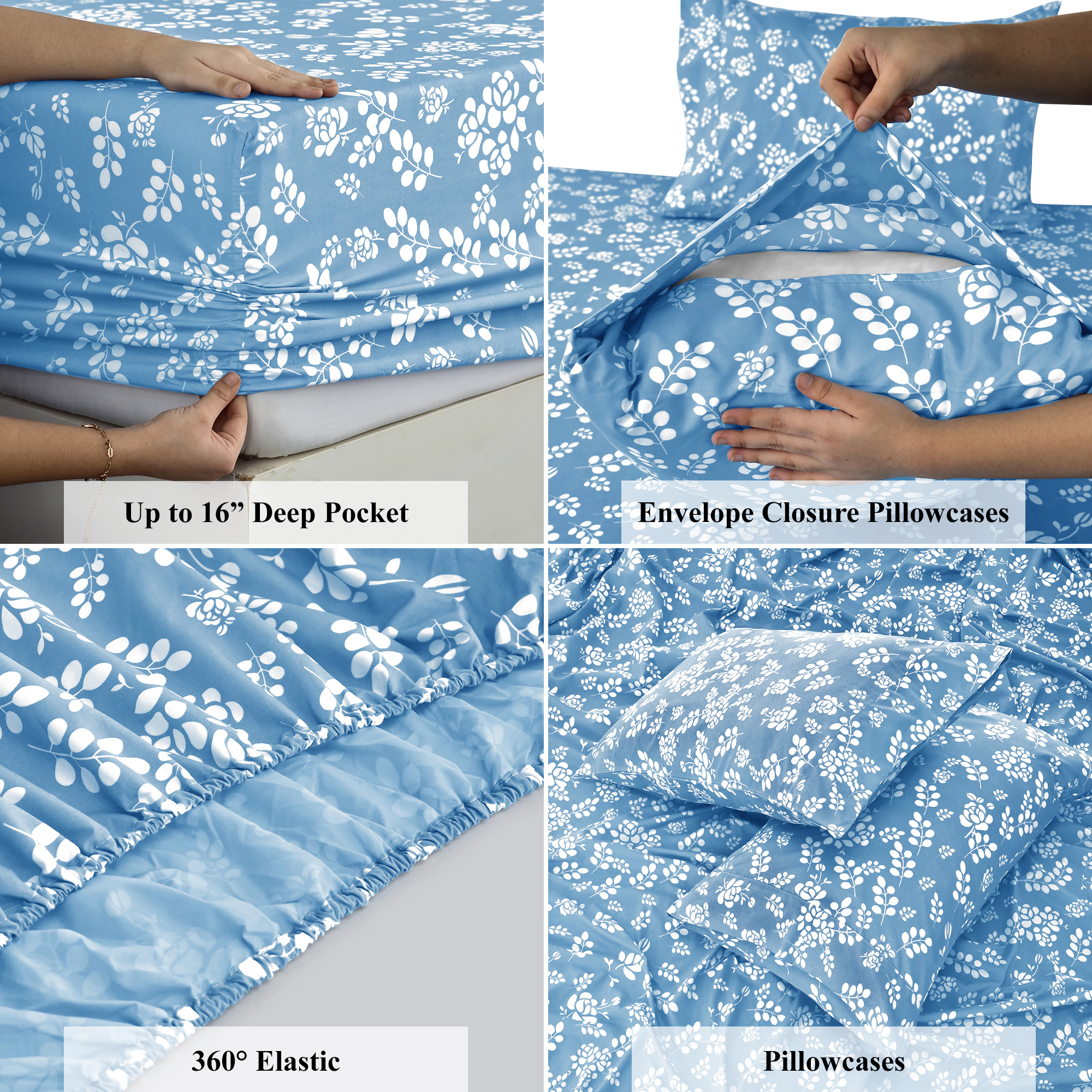 Lux Decor Collection Floral Sheet Set Ultra Soft Deep Pocket Printed Bed Sheets