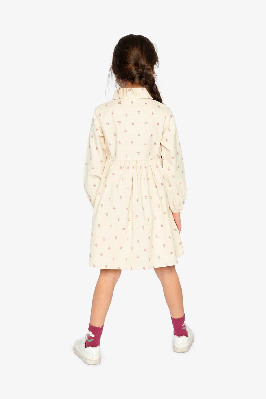 Deux par Girls Floral Print Corduroy Shirt Dress