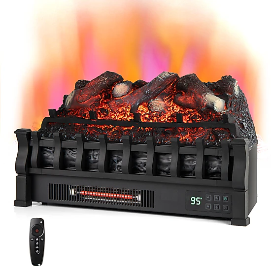 LJG Infrared Quartz Electric Fireplace with Adjustable 3D Flame Colors ...