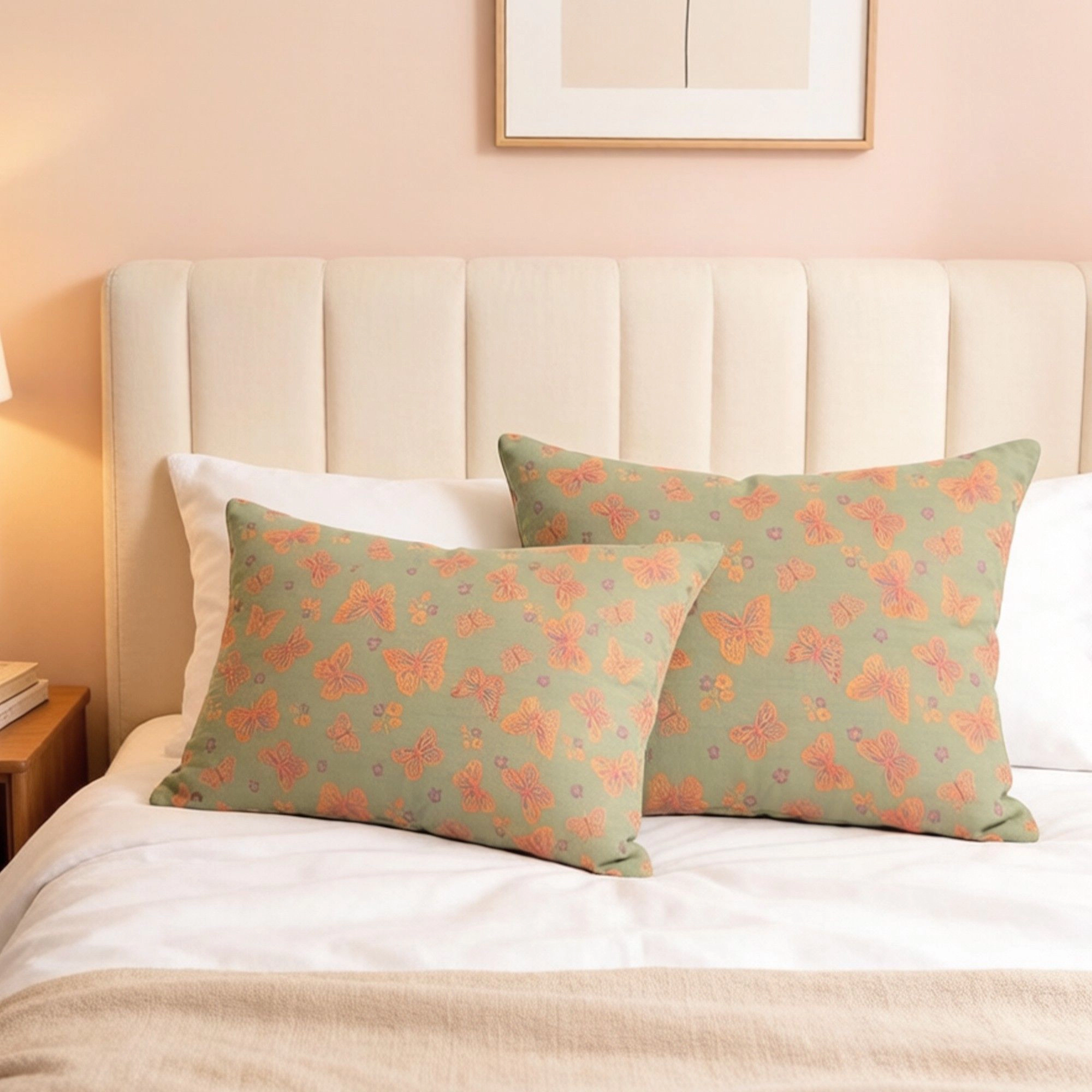 Alilang Unisex 2-Piece Cotton Pillowcases with Vibrant Butterfly Print Design for Bedroom, Soft and Comfortable Bedding